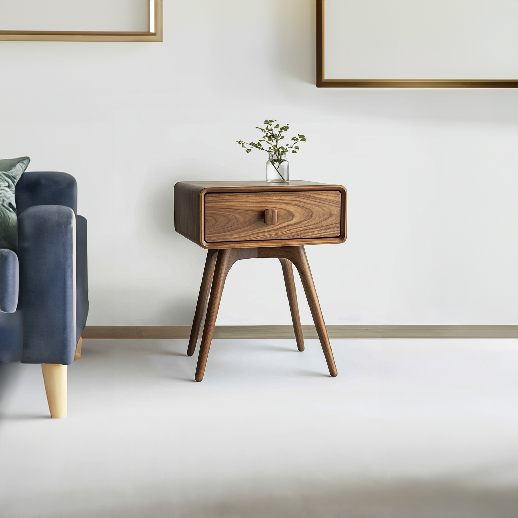 Mid Century Modern Wood Nightstand Bedroom Or Living Room SINLKICC029