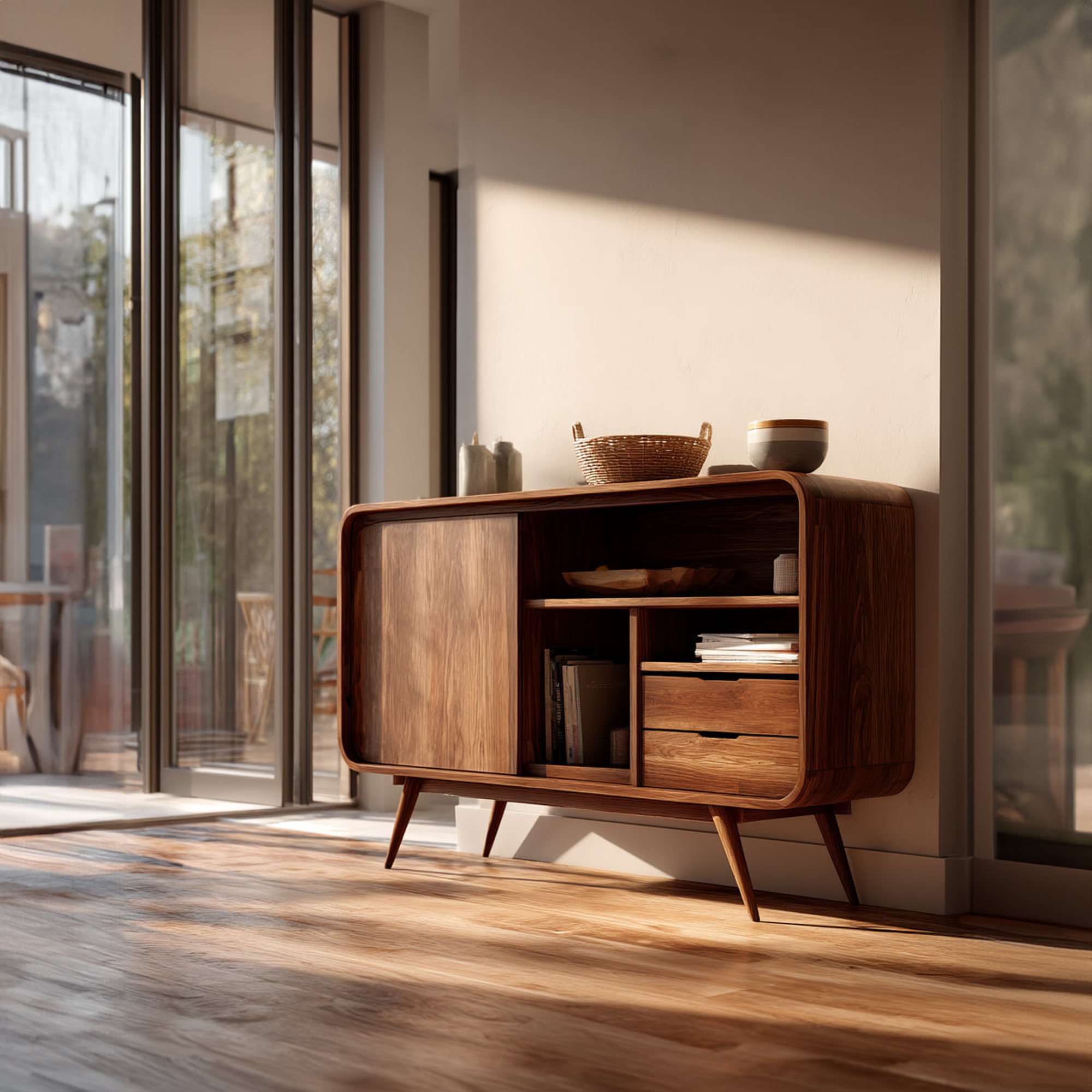Mid Century Wooden Storage Sideboard Dining Room Or Kitchen SINLKISC262