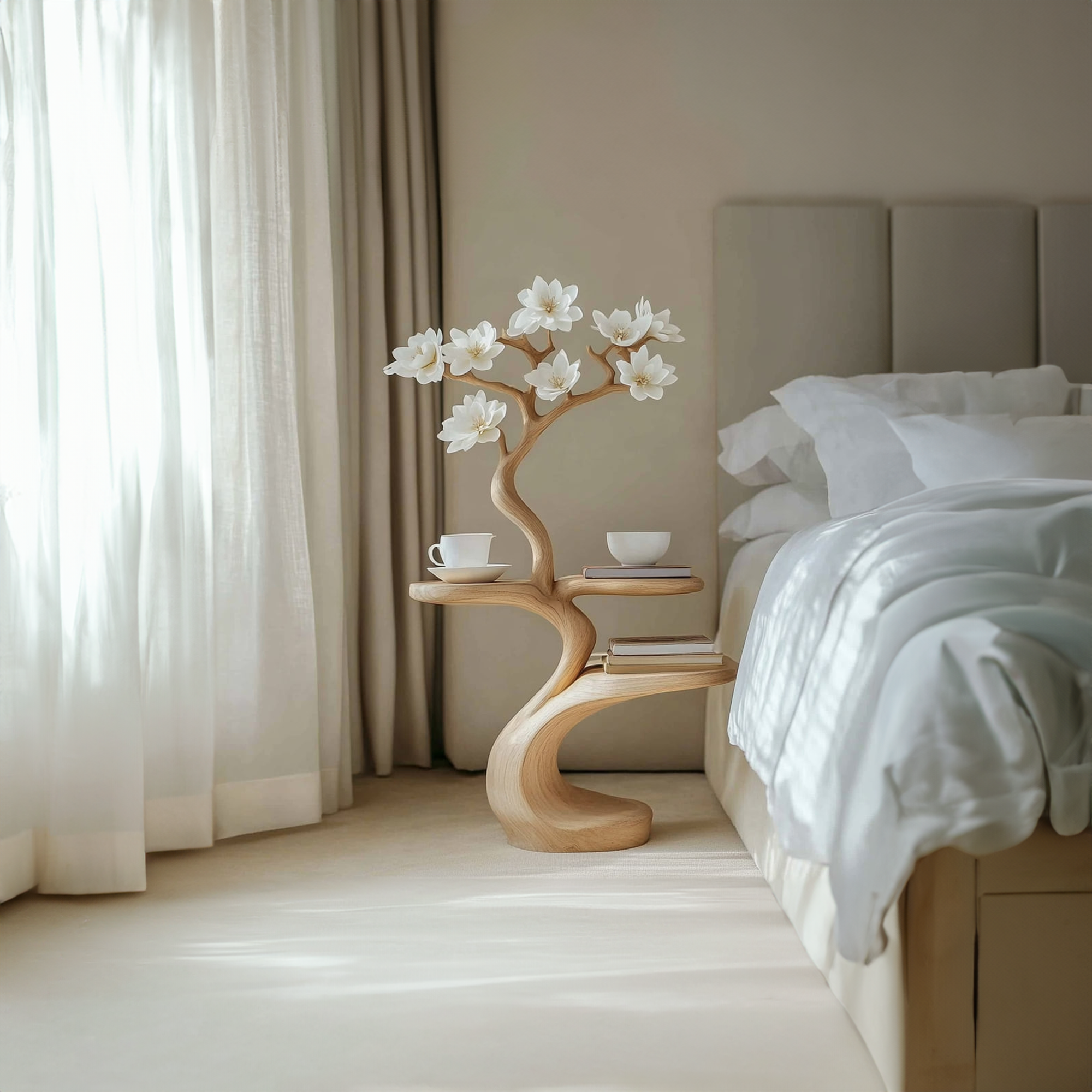 Rustic Tree Shape Bedside Table Modern Bedroom SINLKIBT152