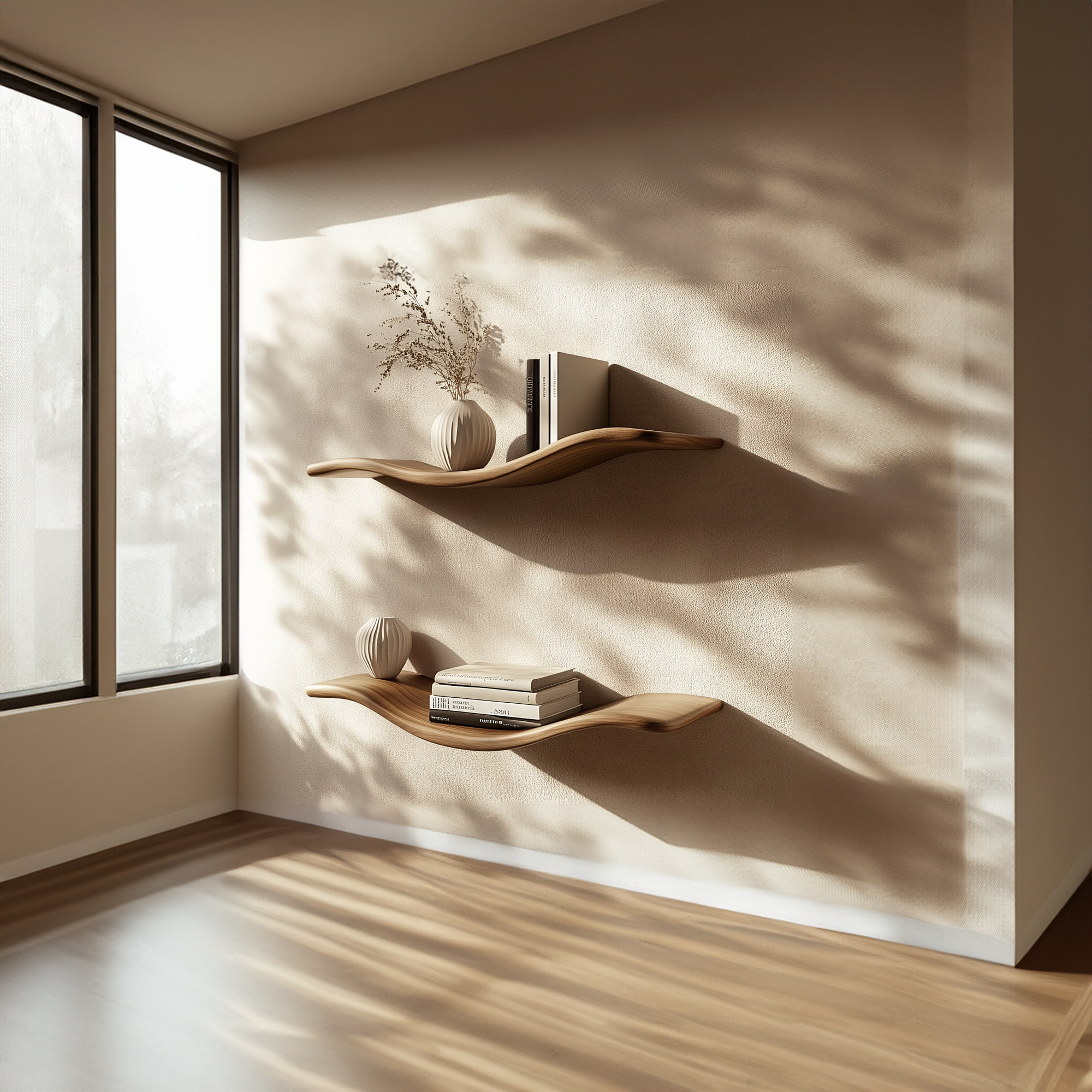 Rustic Wave Floating Shelf Ambient Wall Living Room Or Study Room SINLKIFL313