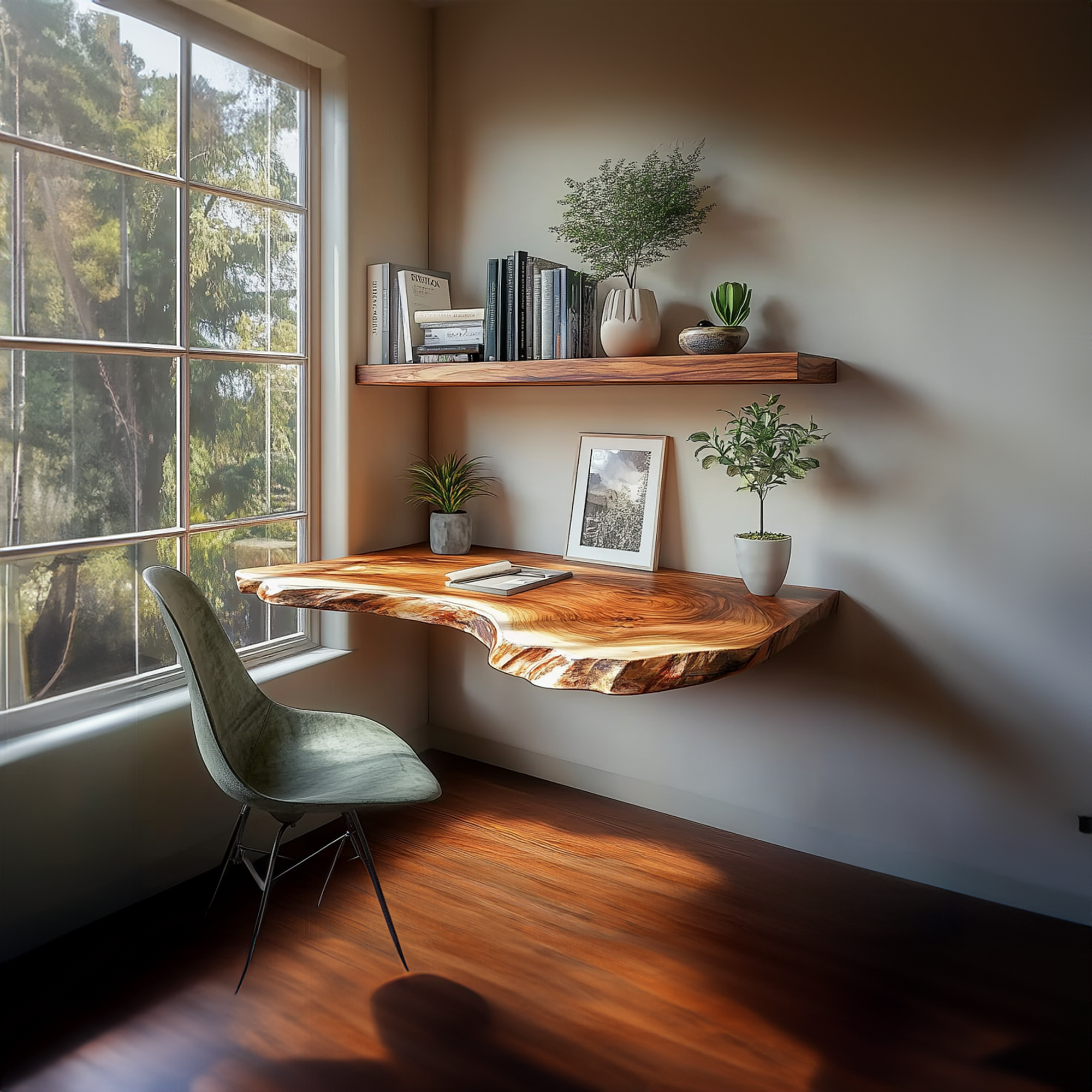 Mid Century Floating Desk Shelf Modern Bedroom Office SINLKIFL213