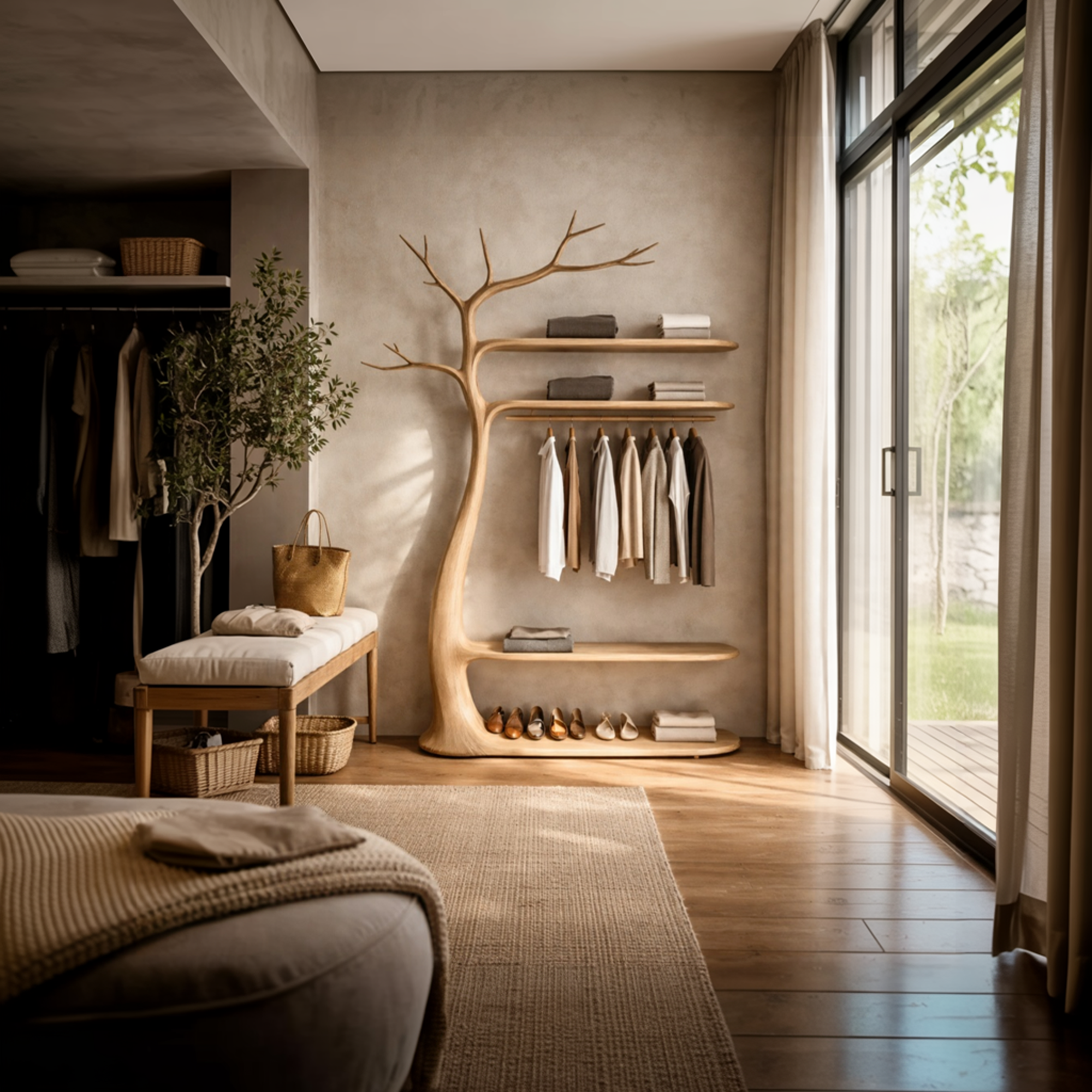 Midcentury Wooden Tree Coat Rack Living Room SINLKITCR082