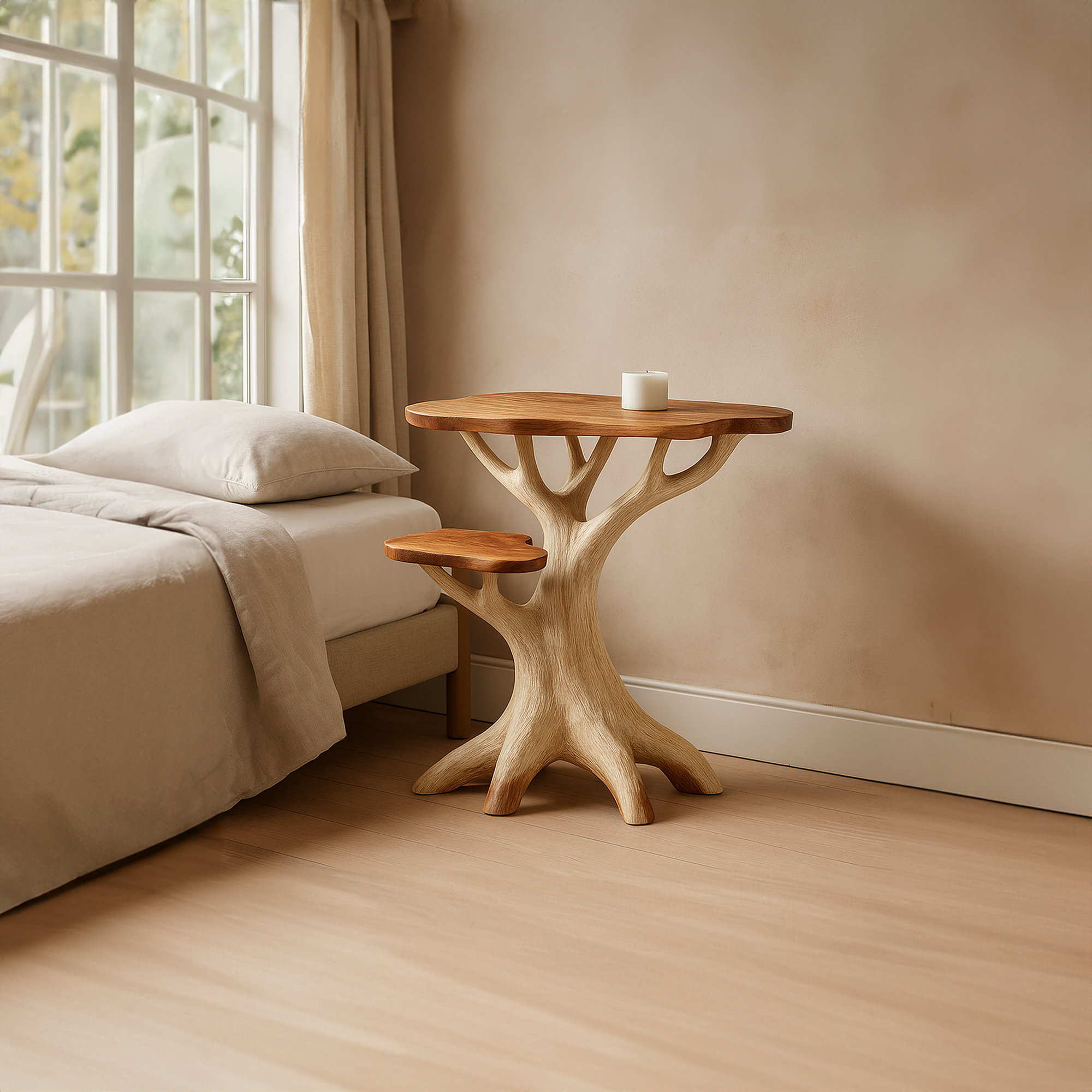 Rustic Tree Bedside Table Bedroom SINLKIBT142