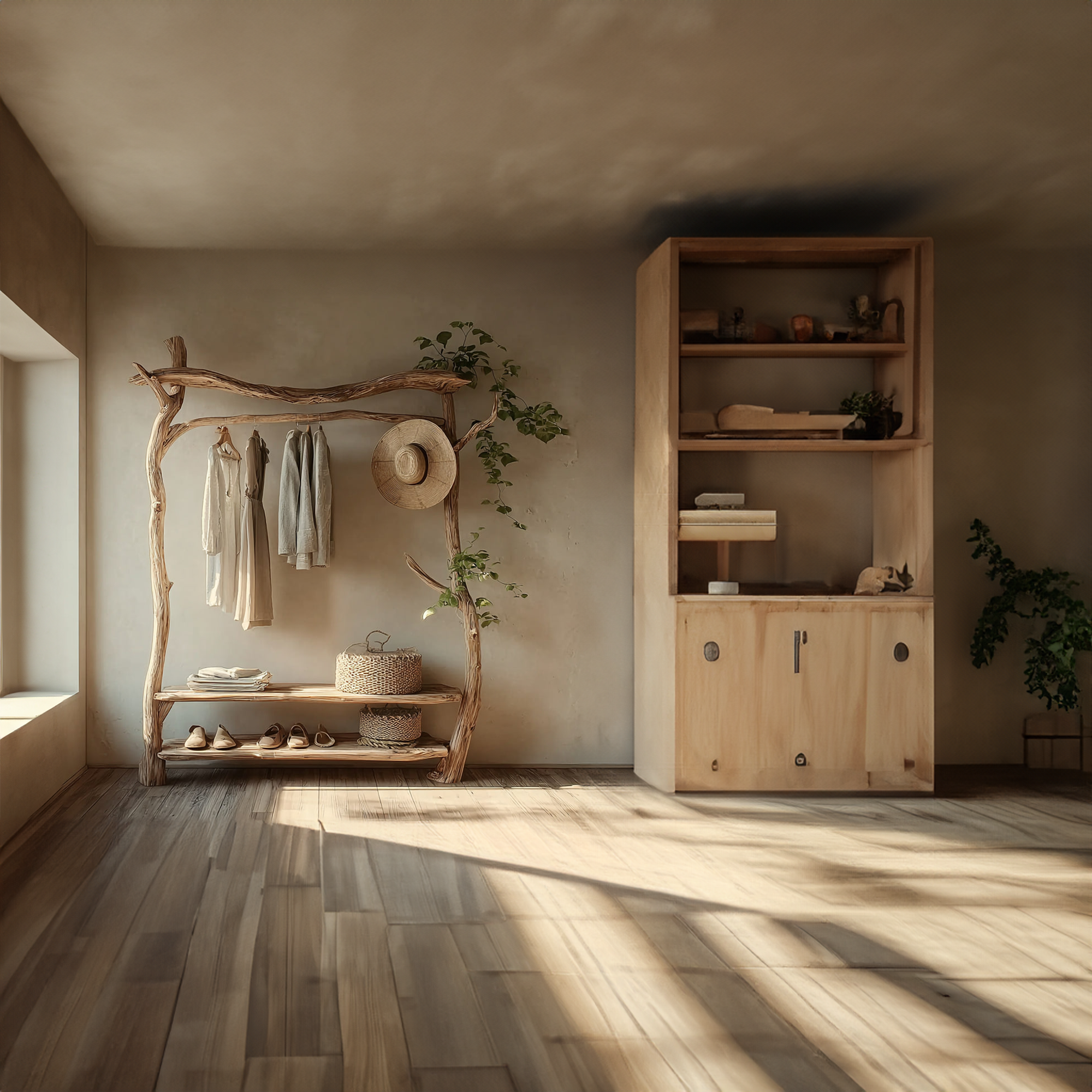 Rustic Clothing Rack Bedroom Entryway Storage SINLKITCR025
