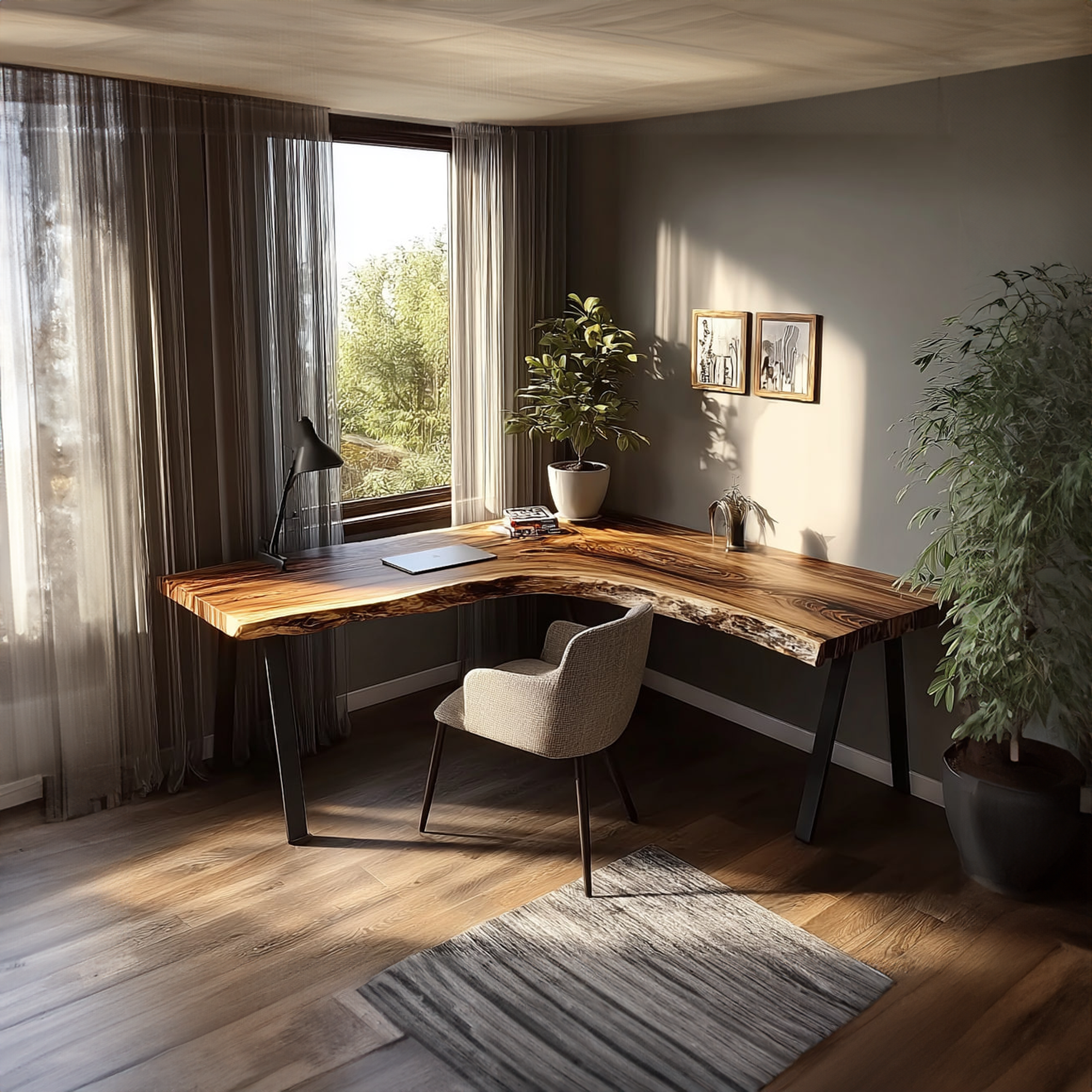 Rustic Organic Modern Work Corner Desk Home Office And Study Room SINLKIDK056