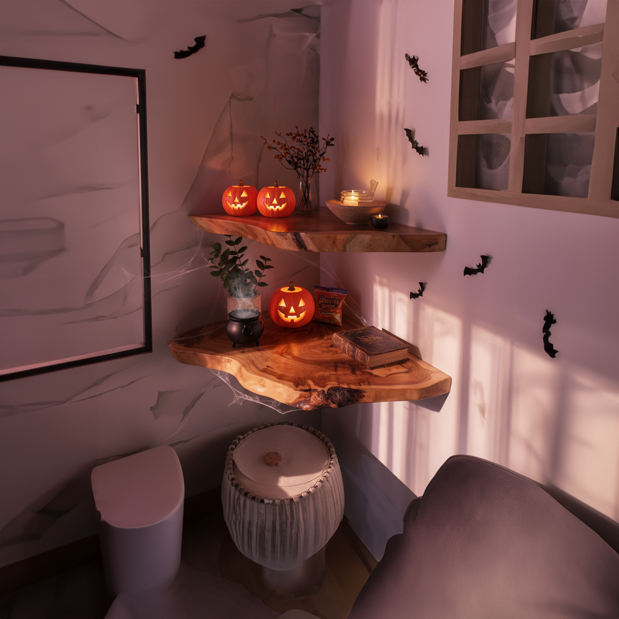 Mid Century Halloween Floating Shelf Wall Accent Living Room SINLKIHW054