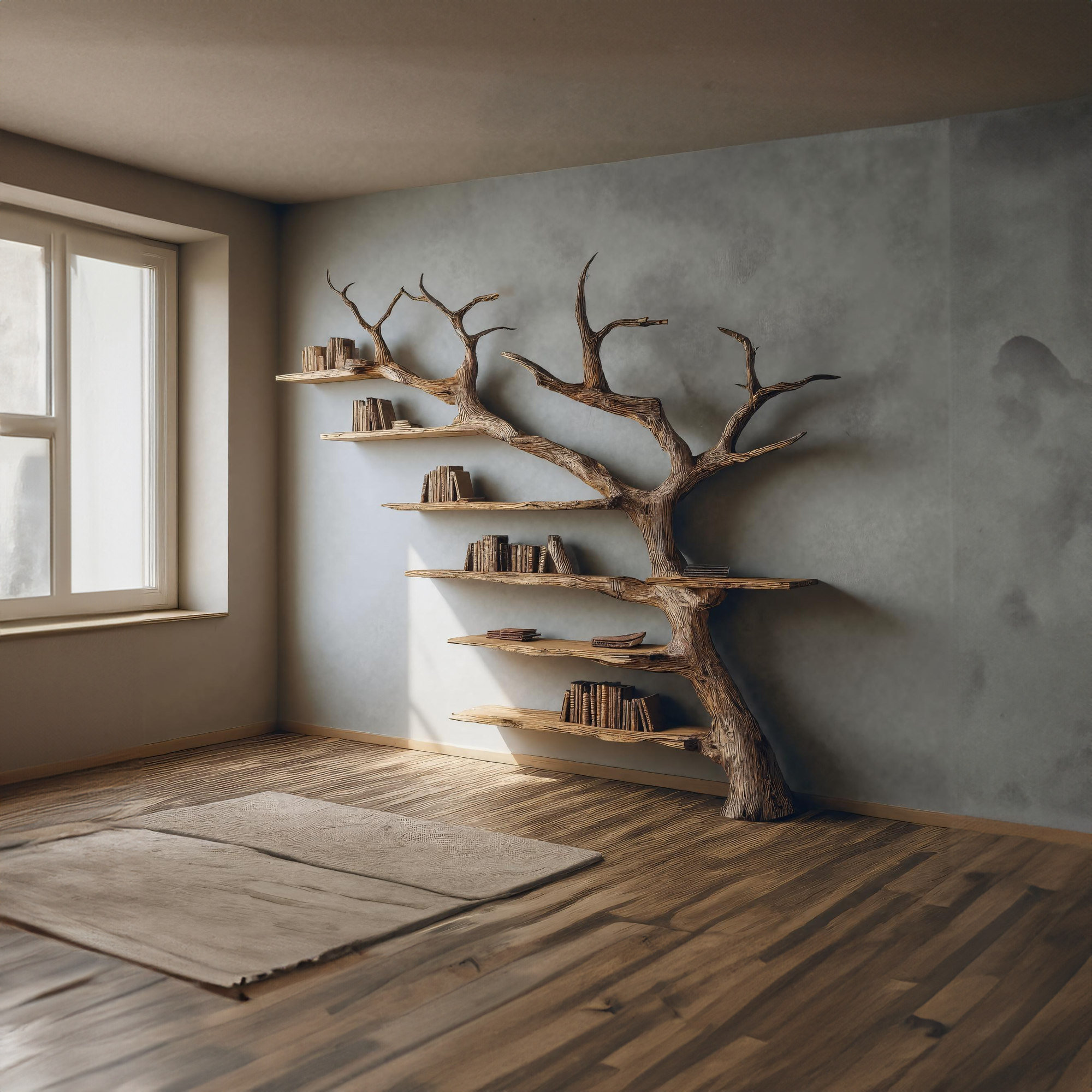 Rustic Branch Bookshelf Home Office Artistic Wall Decor SINLKITB322