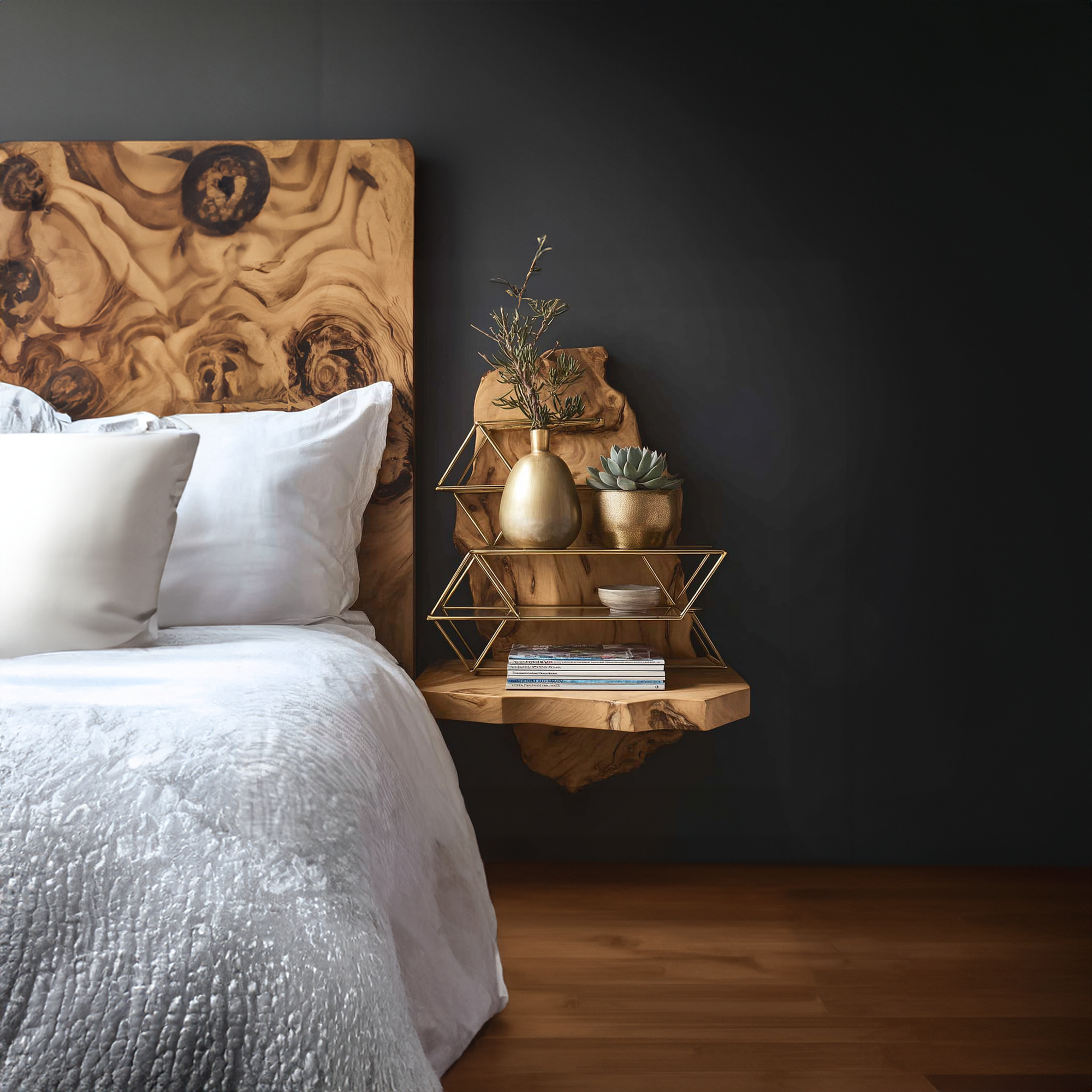 Rustic Floating Bedside Table Bedroom SINLKIBT060