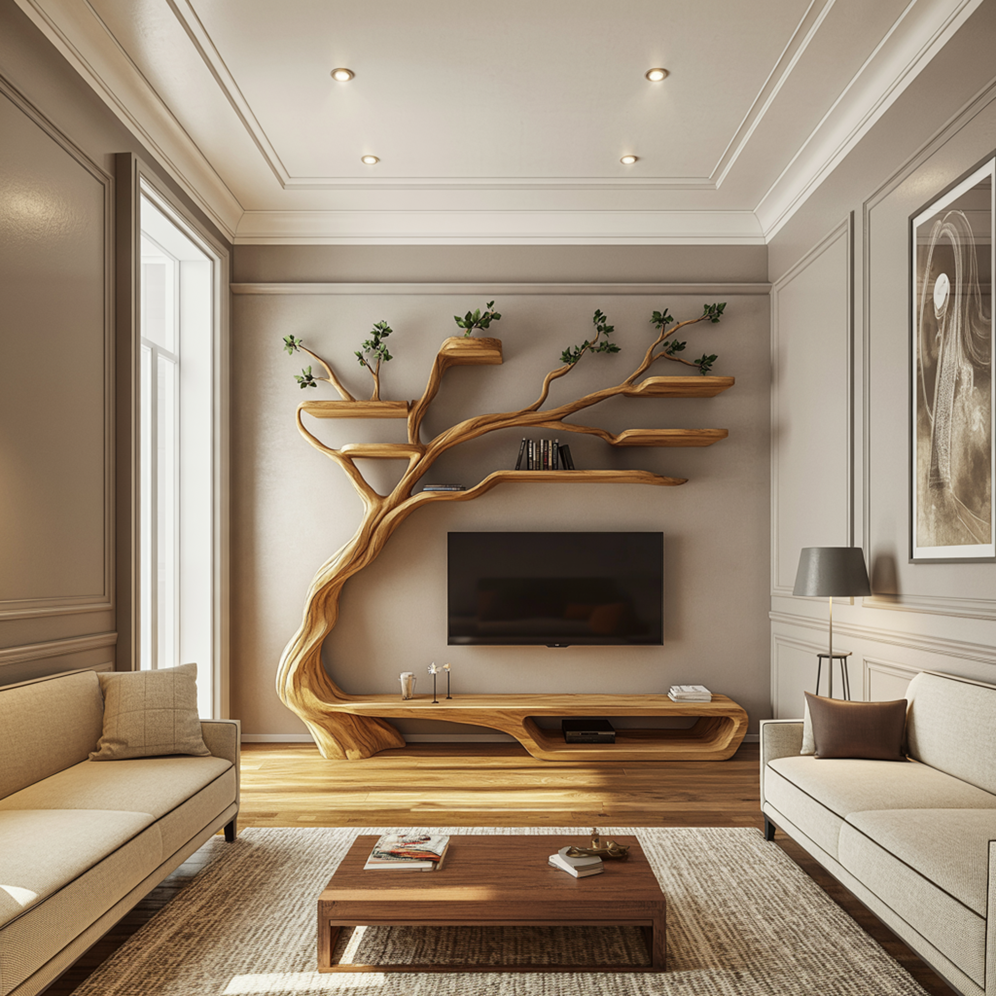 Rustic Artistic Branch Storage Shelf Living Room Interior Decor SINLKITB610