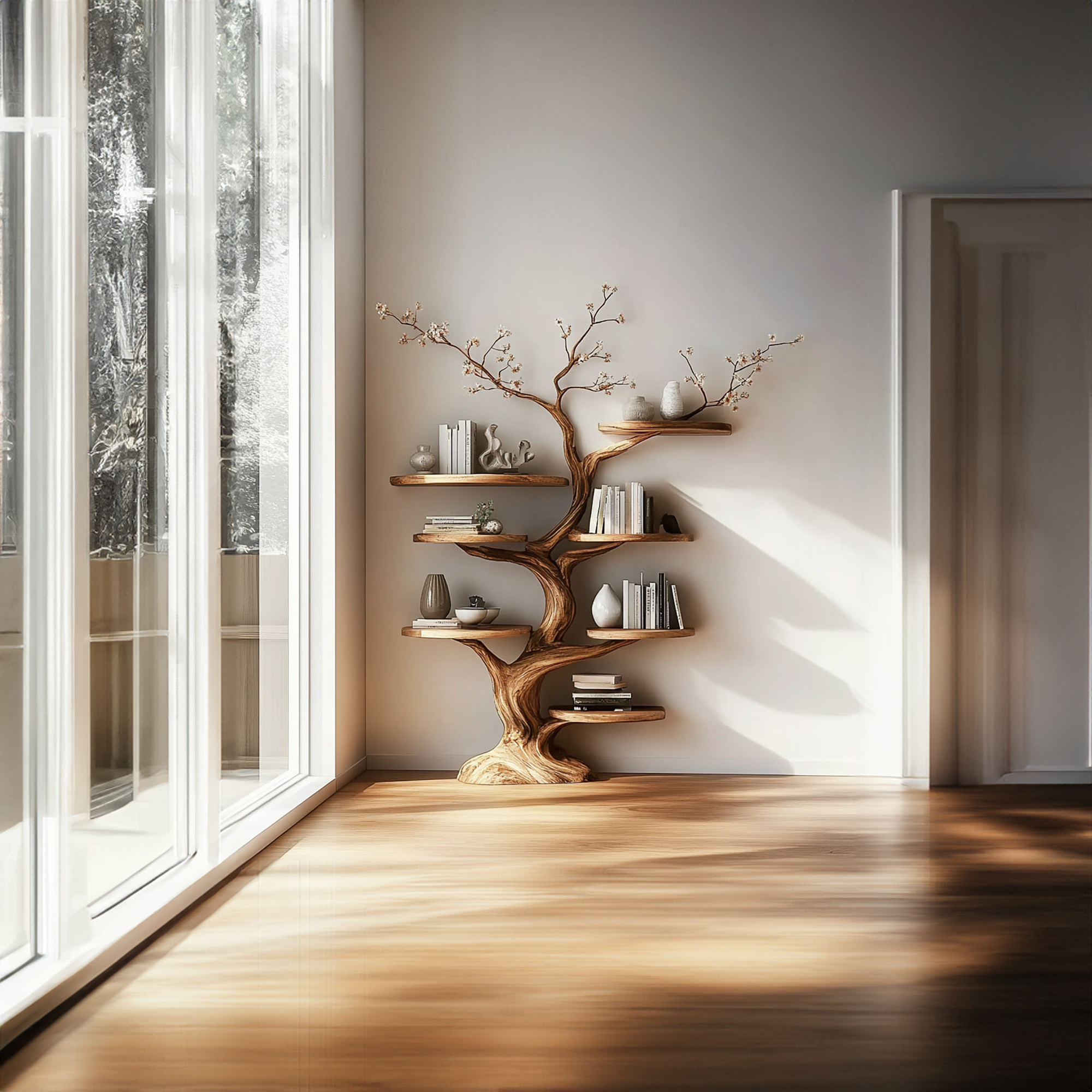 Rustic Tree Display Shelf Living Room Bedroom Artistic Unit SINLKITB463