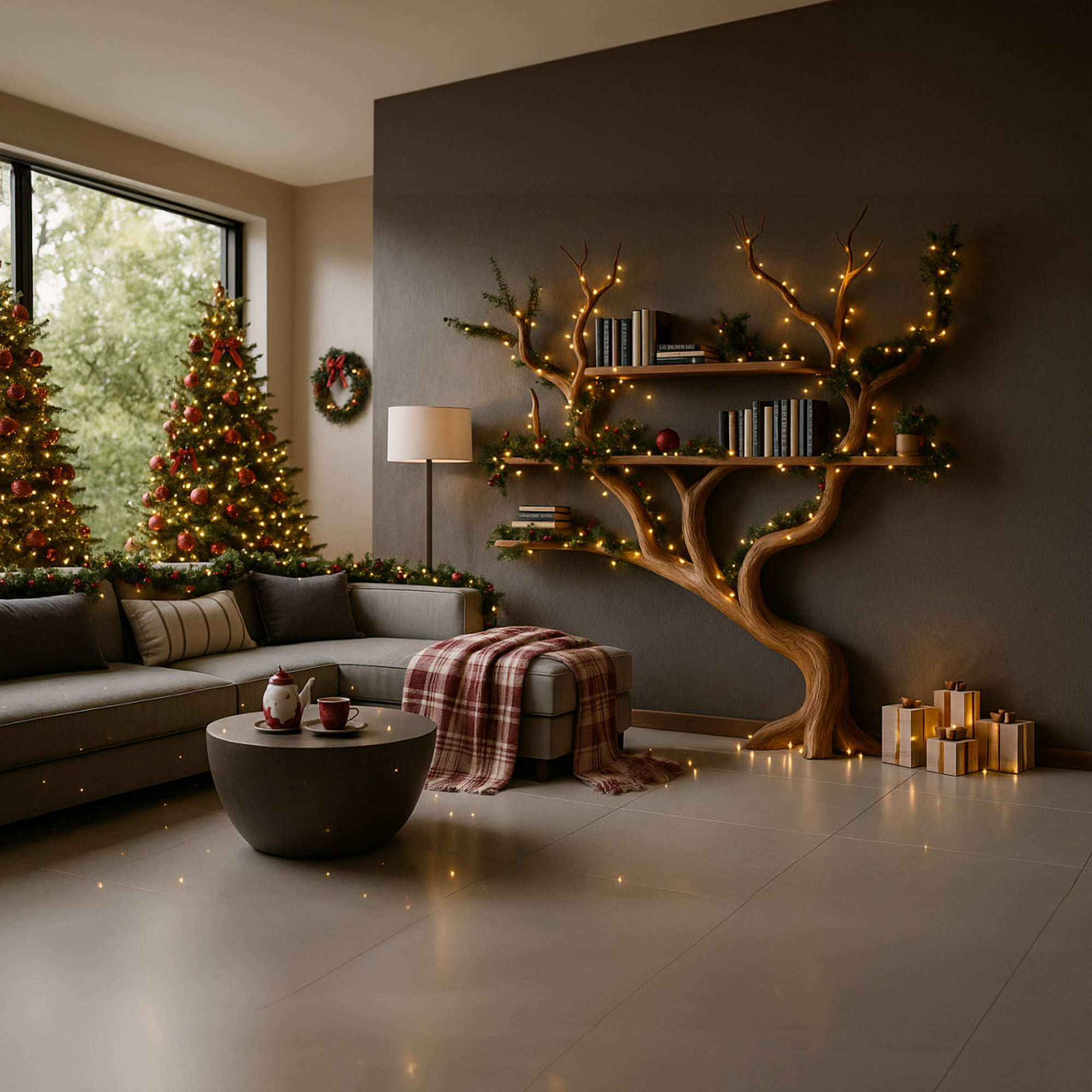 Rustic Tree Wall Shelf Bedroom Christmas Holiday SINLKITB497