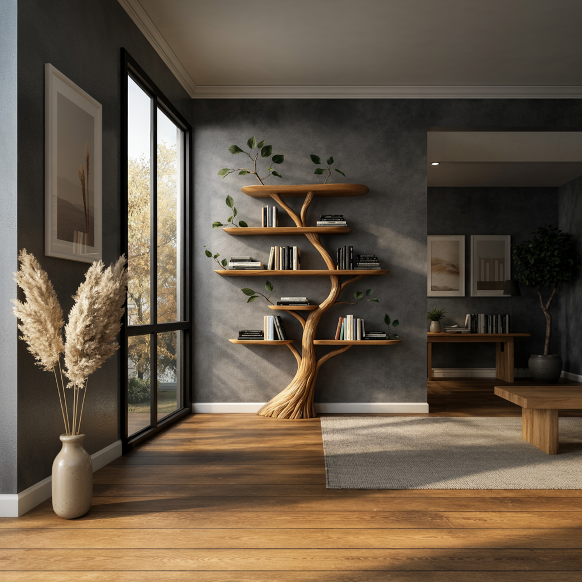 Handcrafted Tree Bookshelf Interior Wall Display SINLKITB626