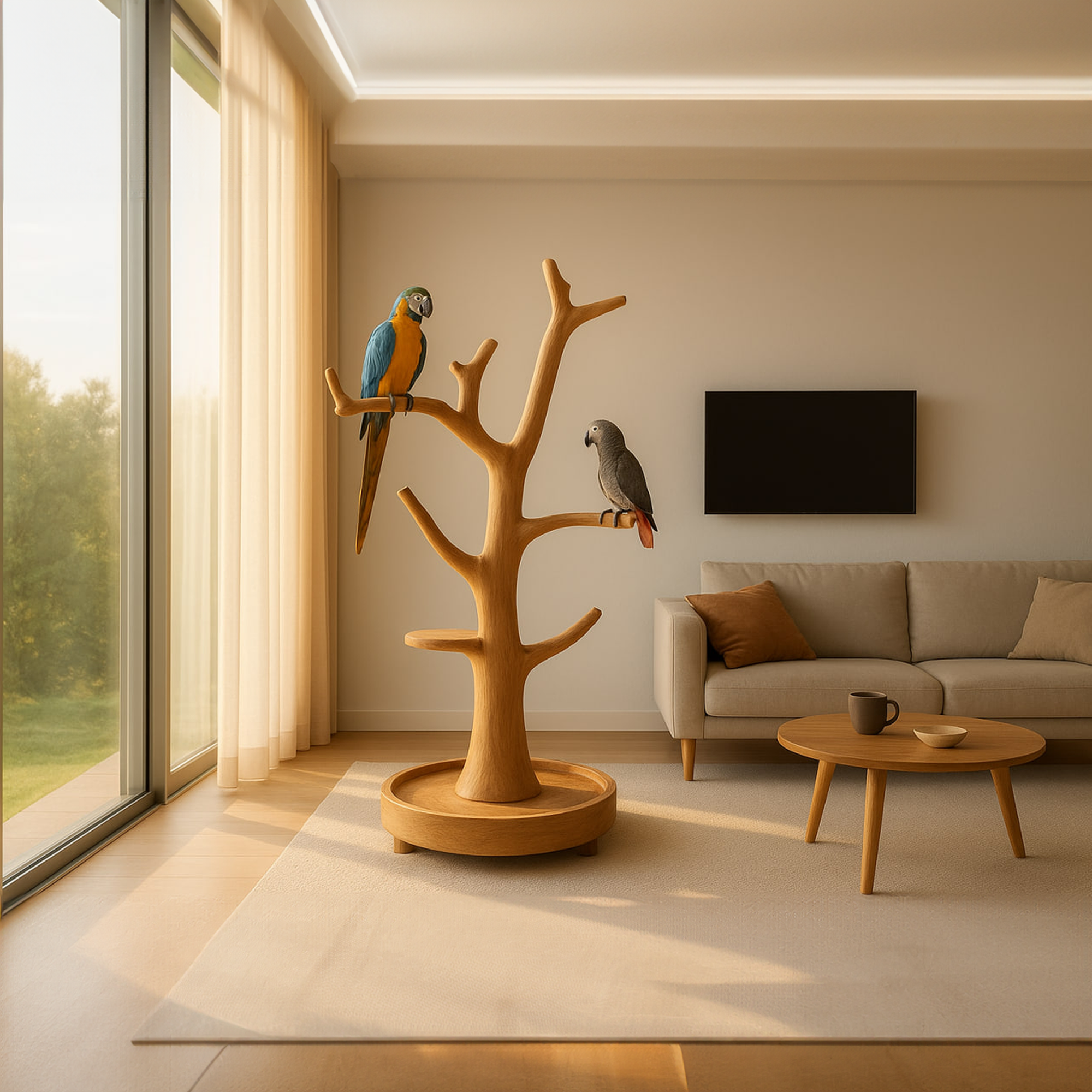 Rustic Bird Tree Stand Parrot Perch Modern Minimalist Design SINLKITT064
