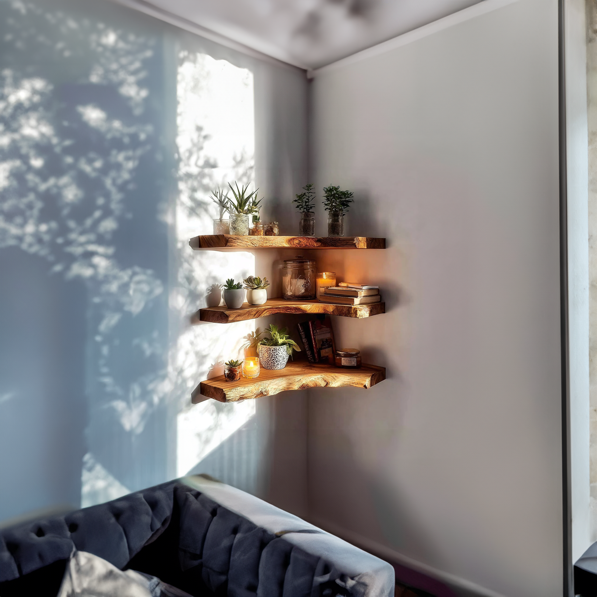 Rustic Floating Corner Wall Shelf Entryway Dining Room SINLKIFL208