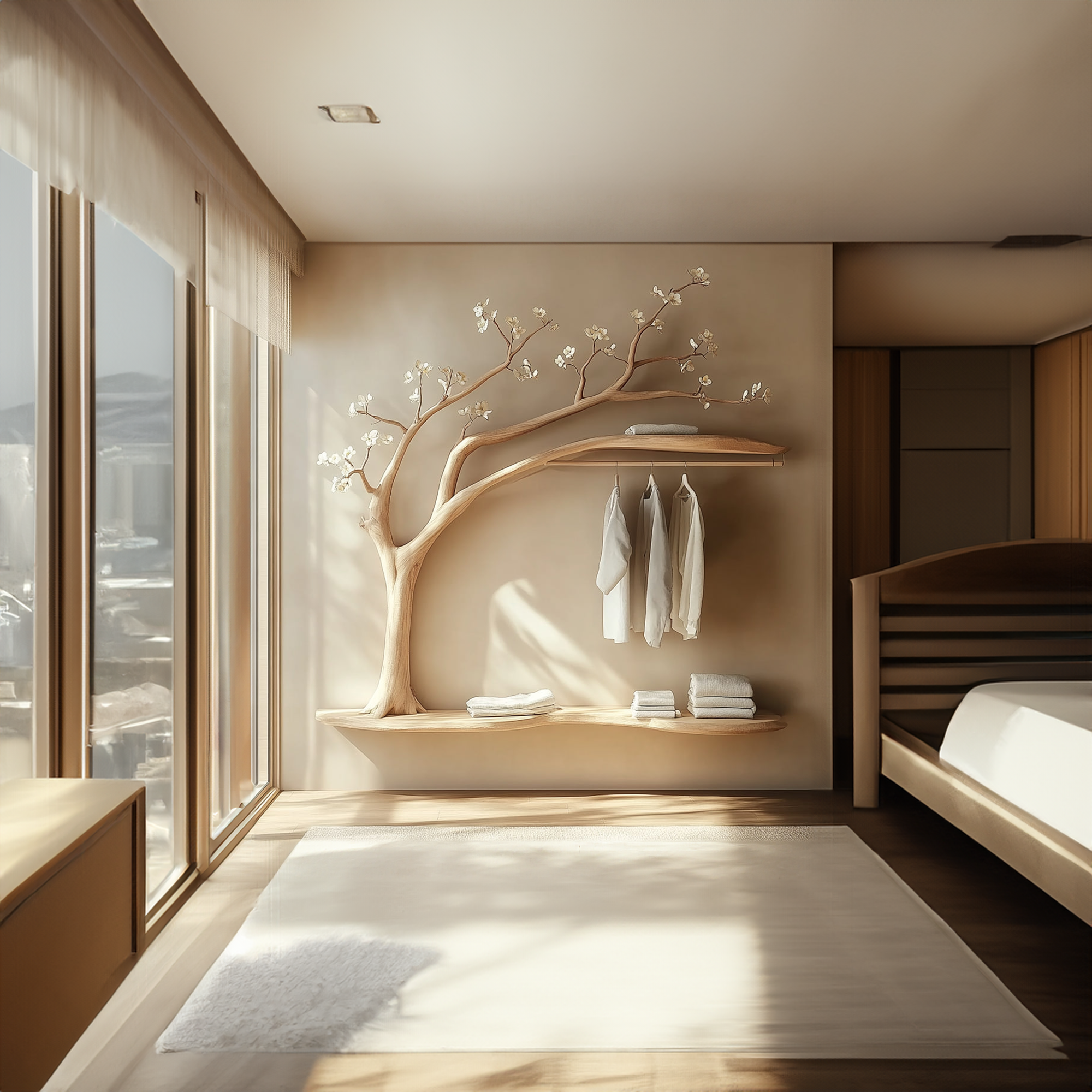 Scandinavian Tree Wardrobe Solid Wood Handcrafted Bedroom Storage SINLKITCR064