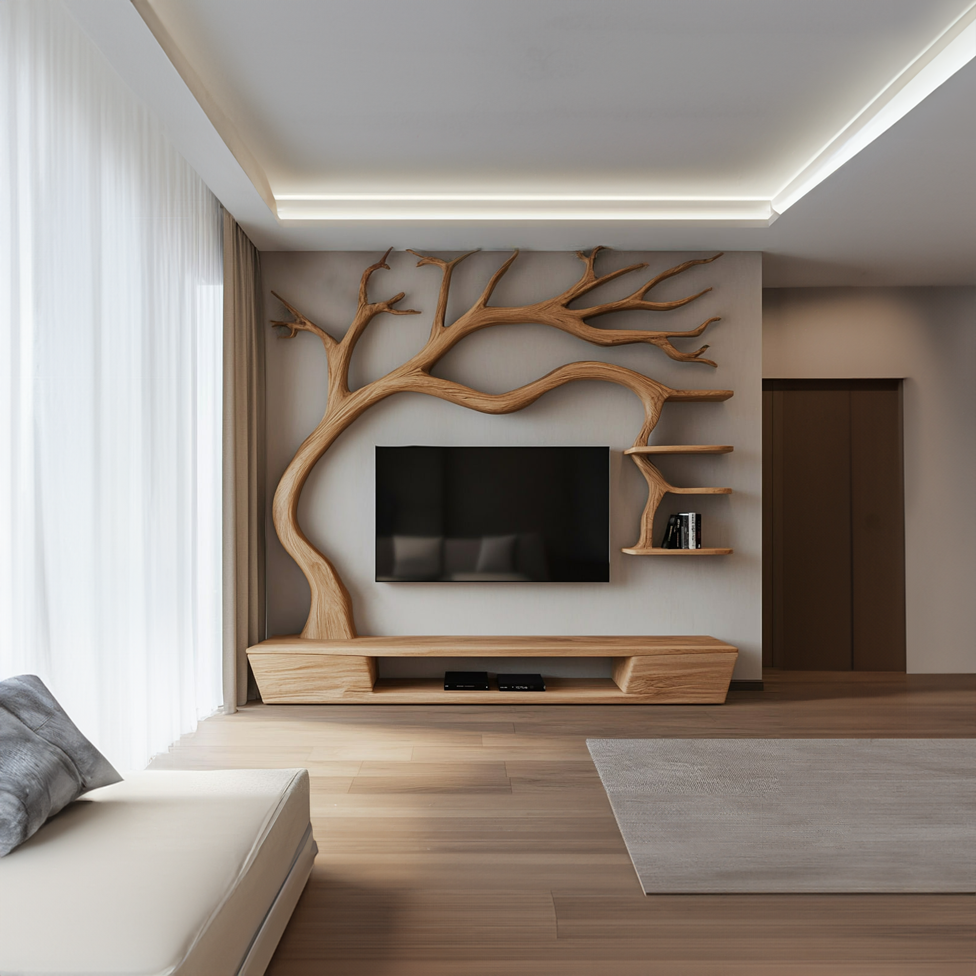 Rustic Tree TV Cabinet Living Room Bedroom Wall Unit SINLKITB340