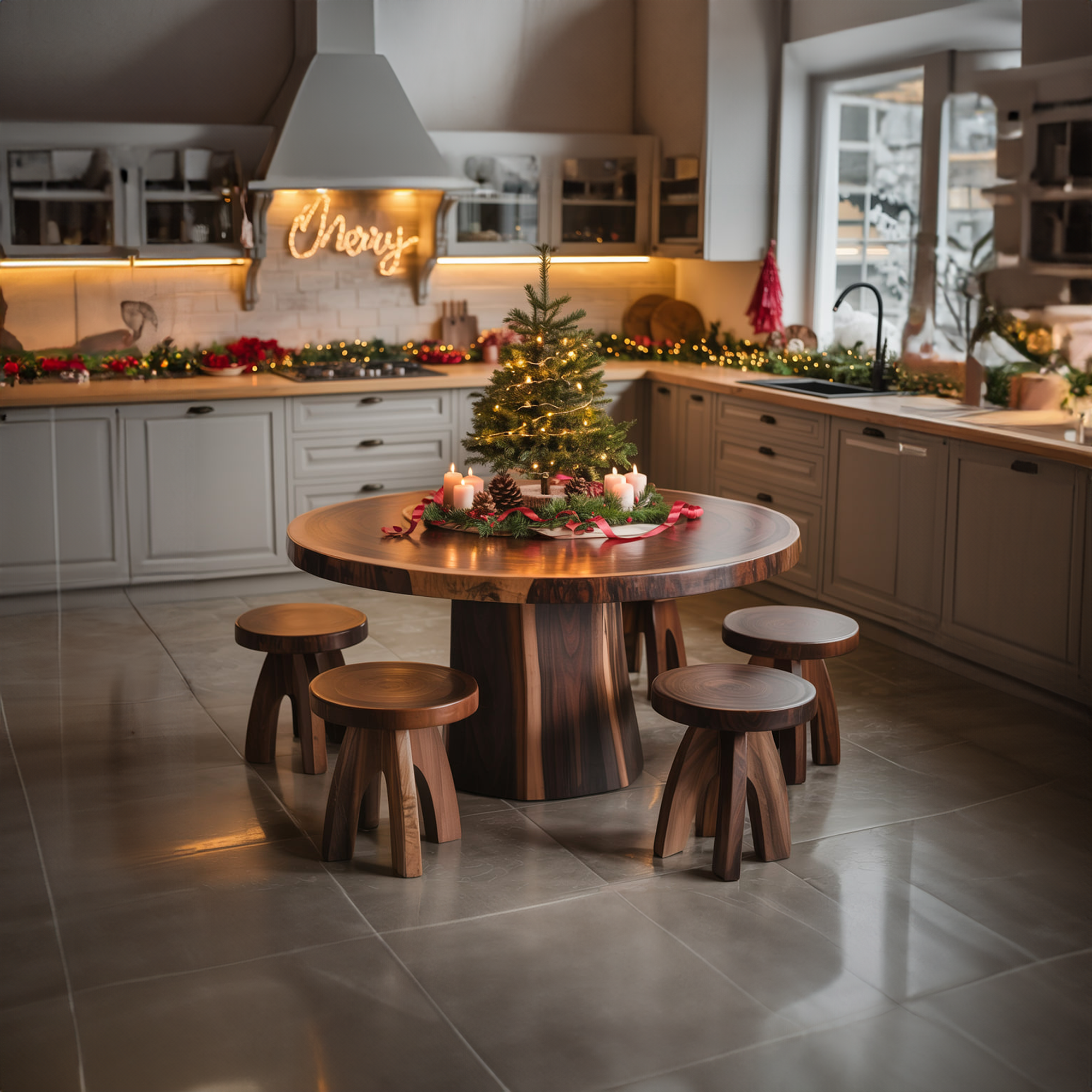 Rustic Live Edge Round Dining Table Kitchen SINLSDTR135