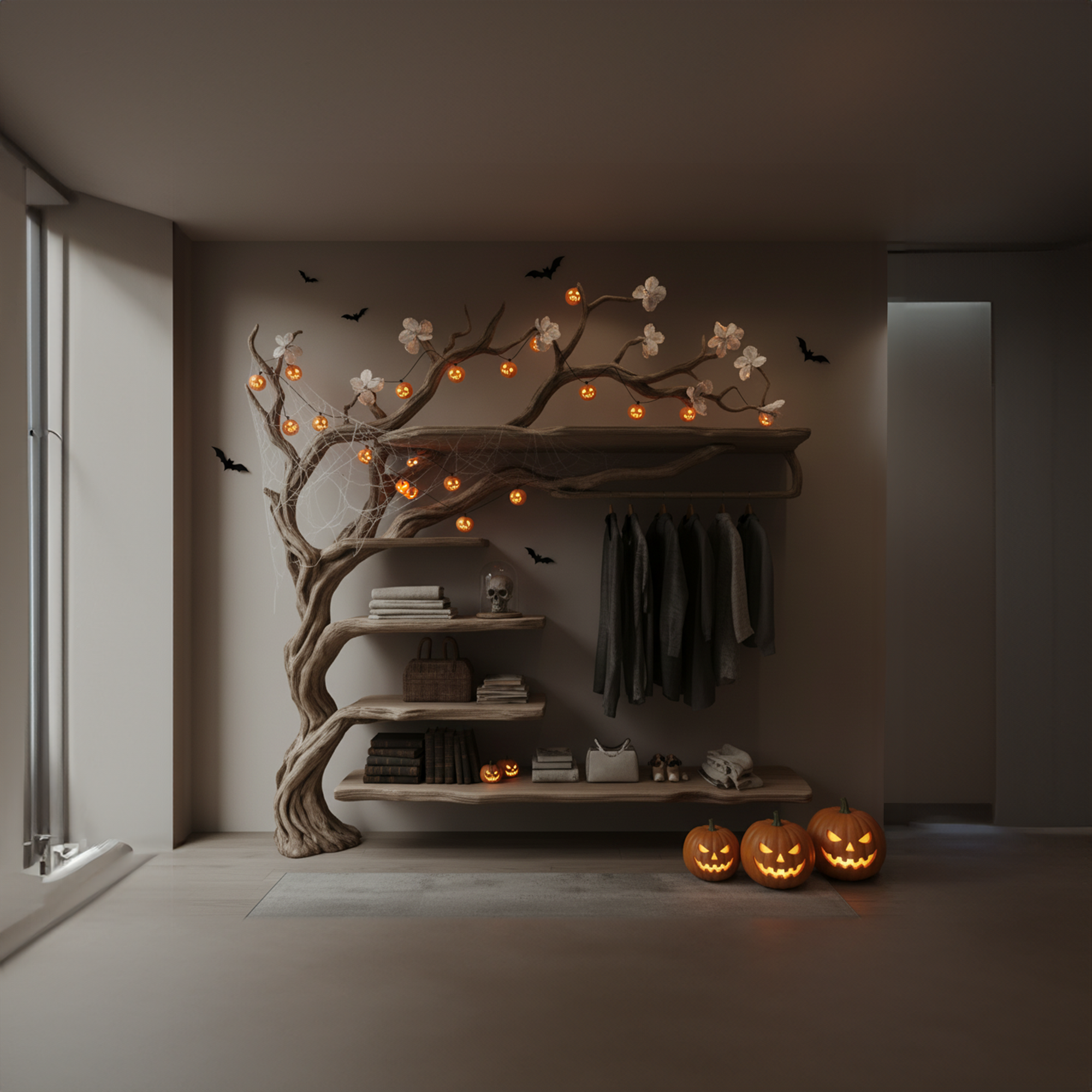 Mid Century Halloween Wardrobe Shelf Bedroom SINLKIHW029
