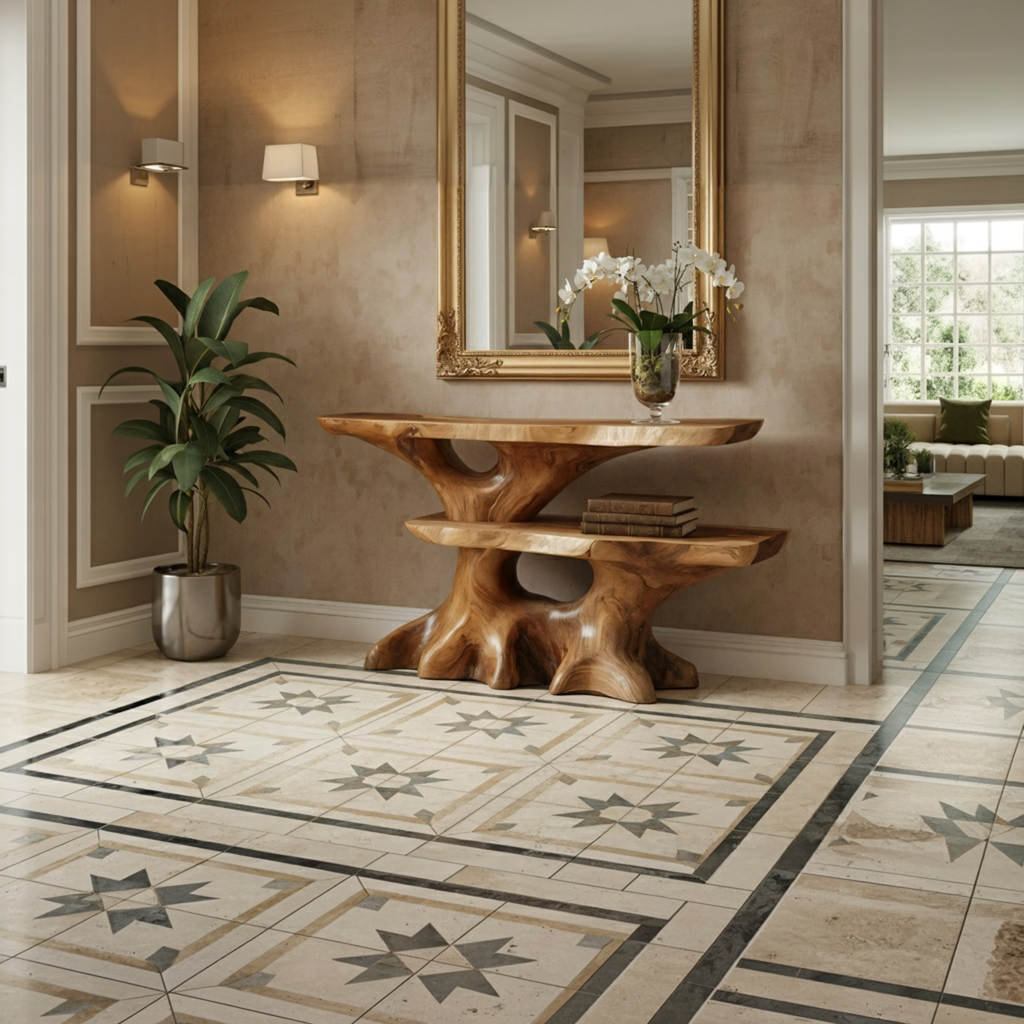 Mid Century Solid Wood Console Table Entryway SINLKICS431