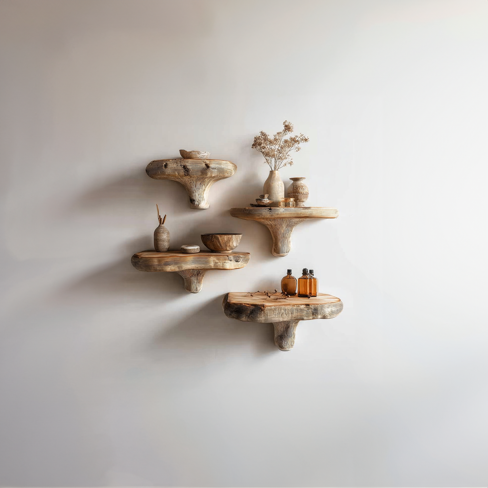 Rustic Mushroom Floating Shelf Living Room SINLKIFL137