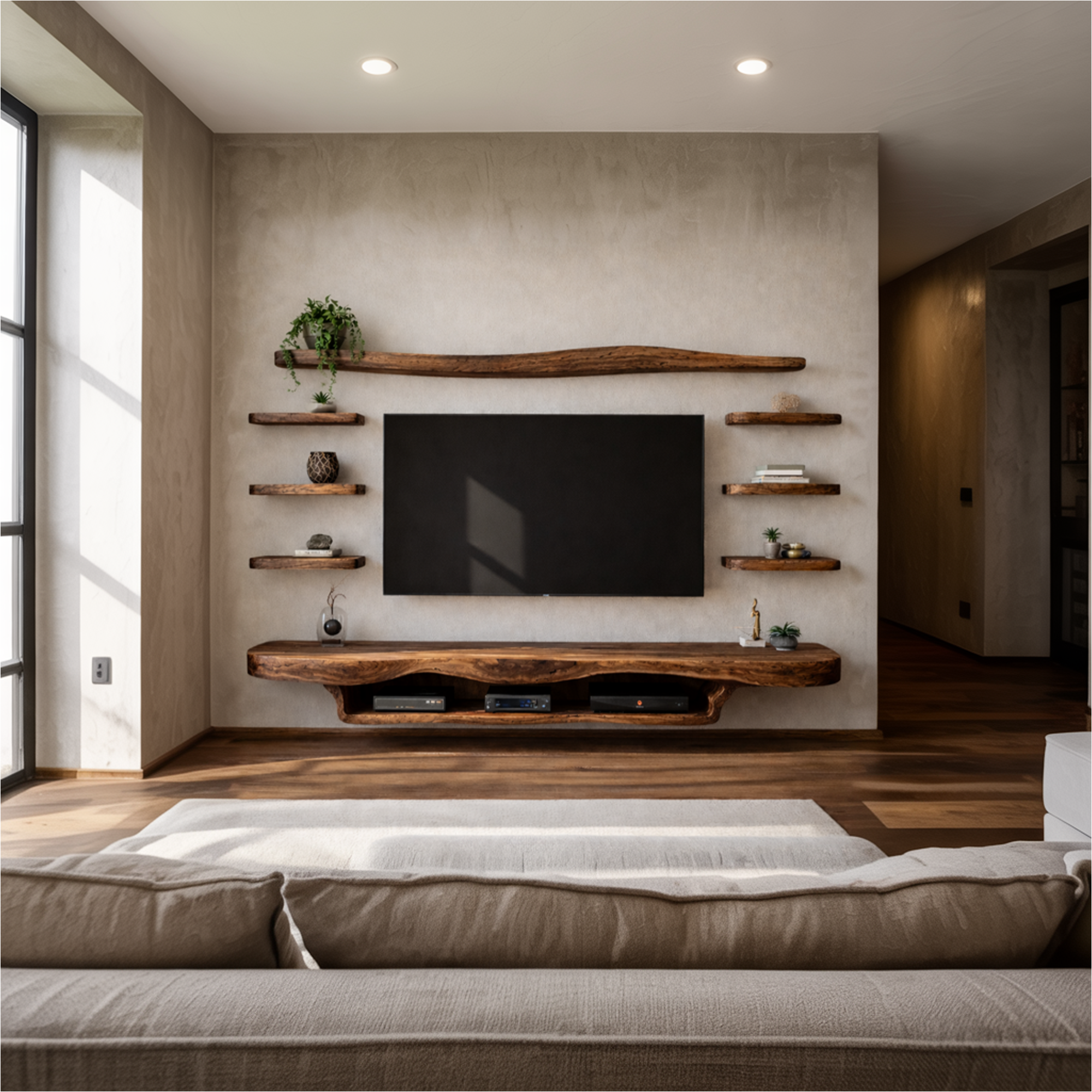 Organic Modern Floating TV Console For Living Room SINLKIFL433