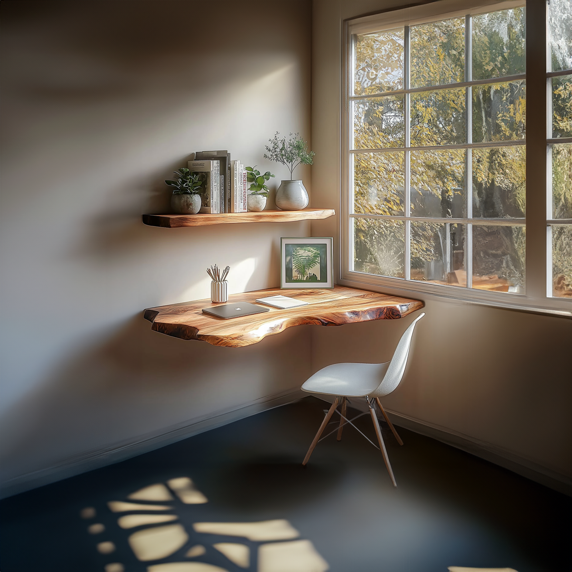 Rustic Floating Work Desk Shelf Bedroom Office SINLKIFL211