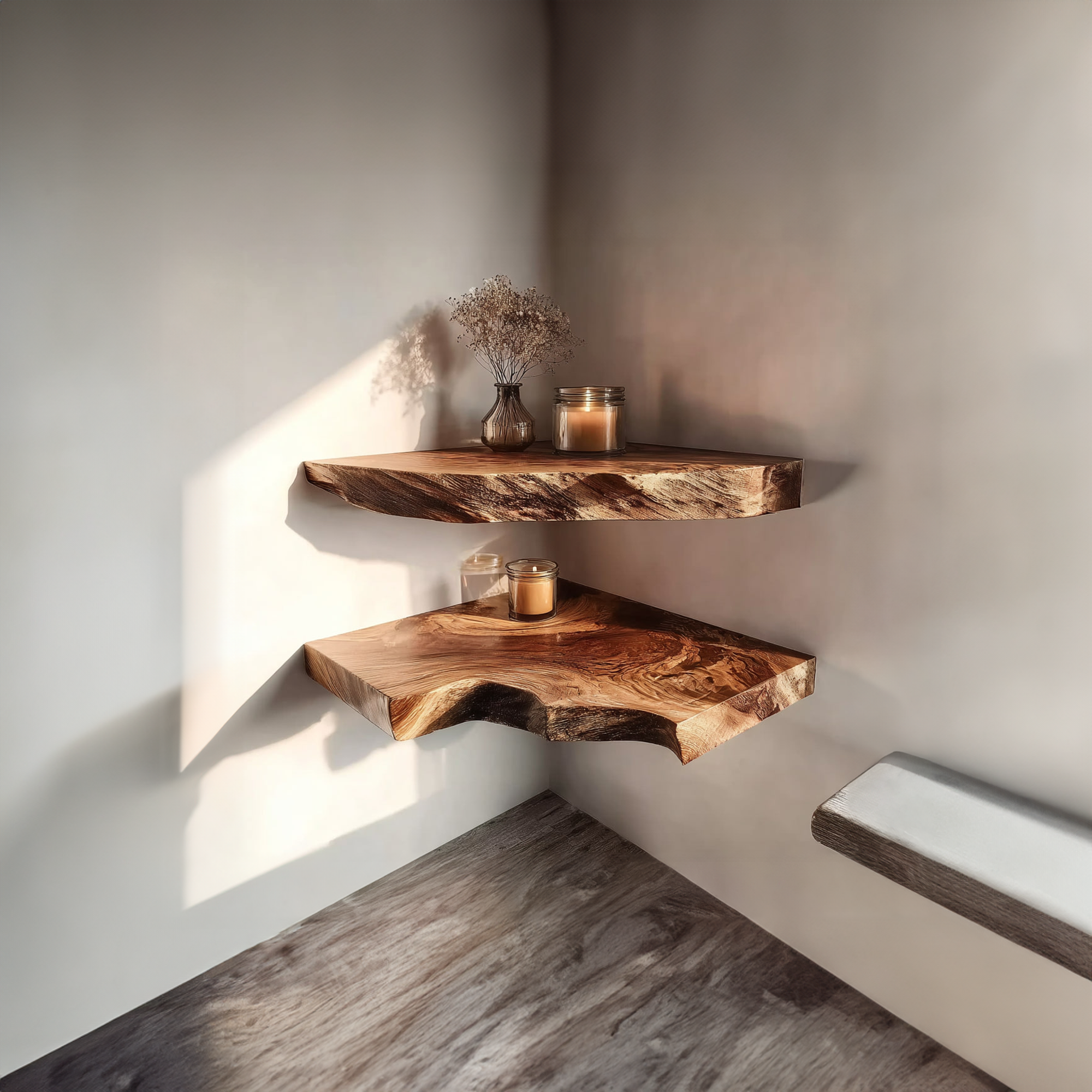 Rustic Floating Corner Display Shelf Bathroom SINLKIFL199