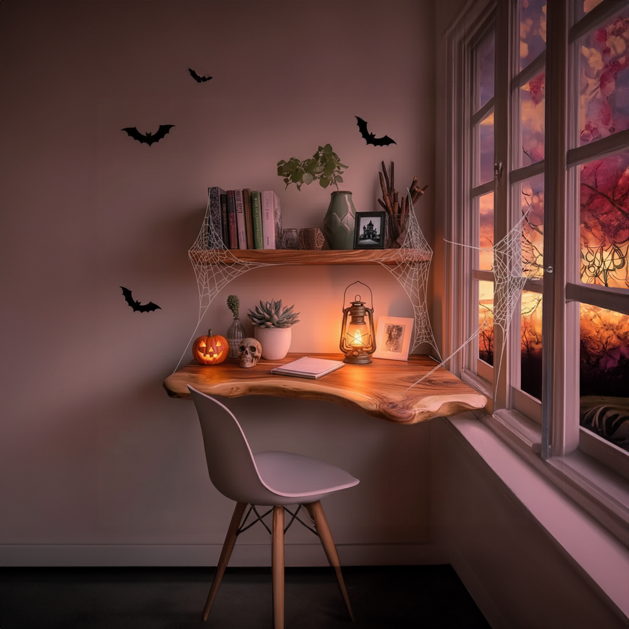 Rustic Floating Desk Bookshelf Home Office SINLKIHW031