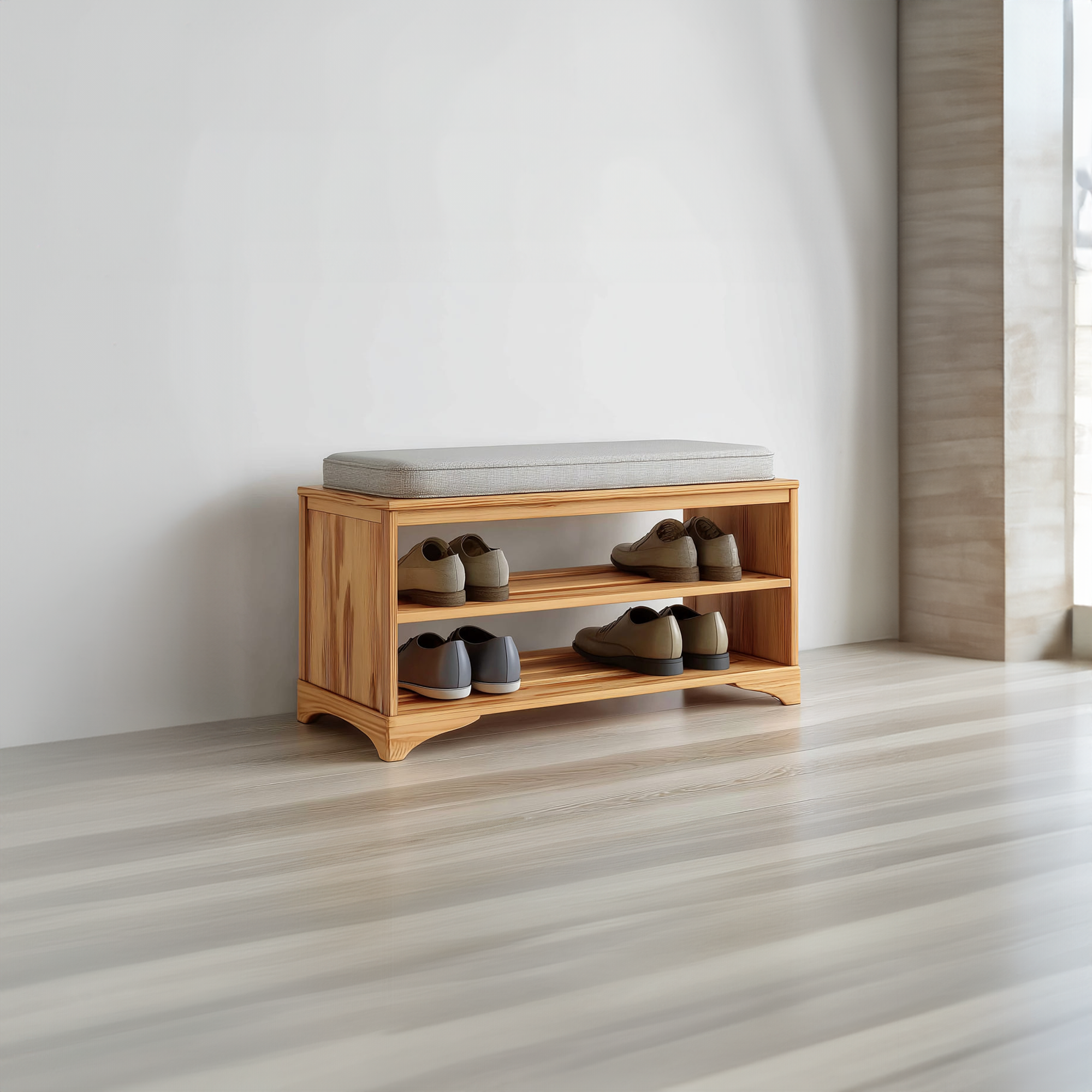 Rustic Farmhouse Shoe Rack Bench Entryway SINLKISB046