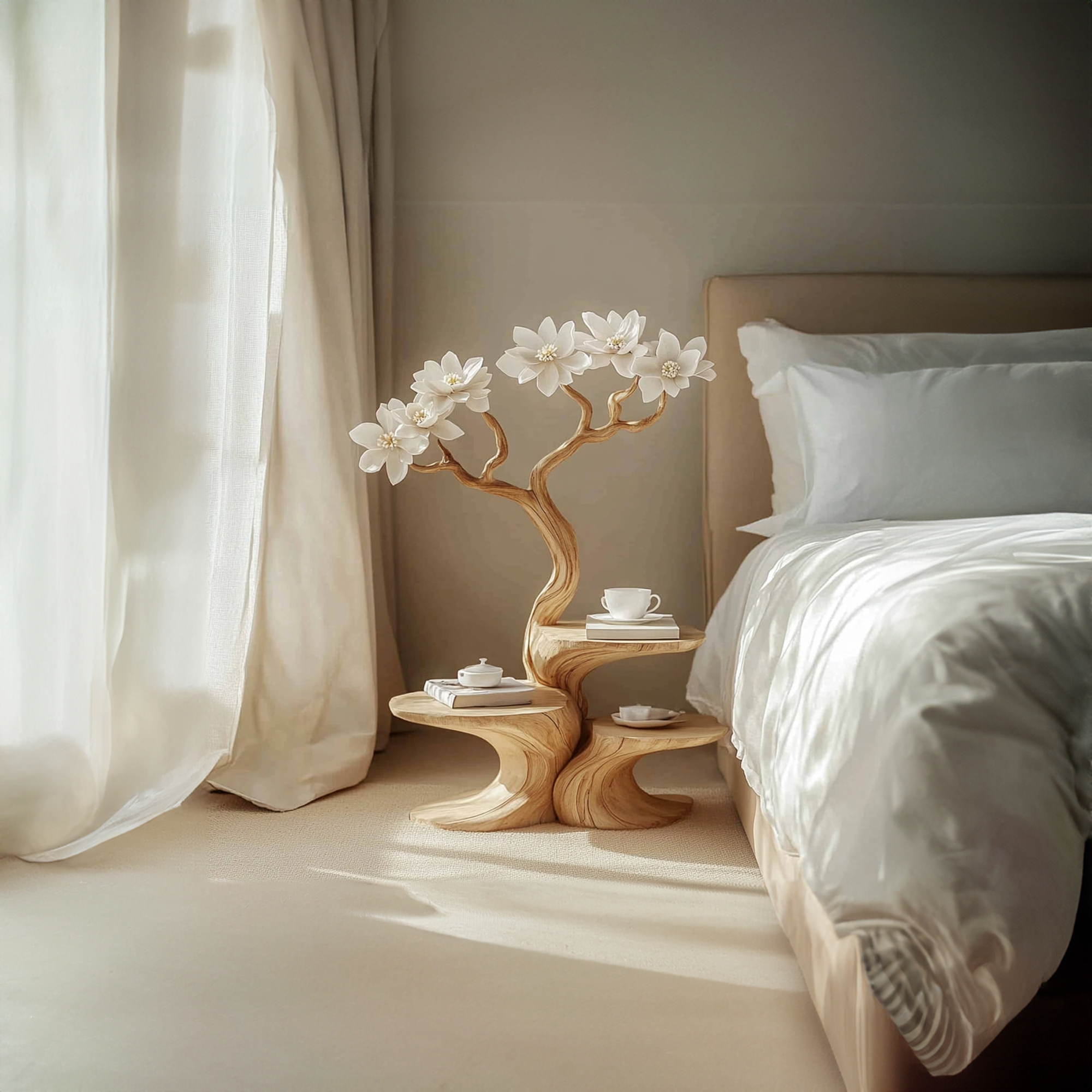 Rustic Flower Tree Bedside Table Bedroom Entryway SINLKIBT149
