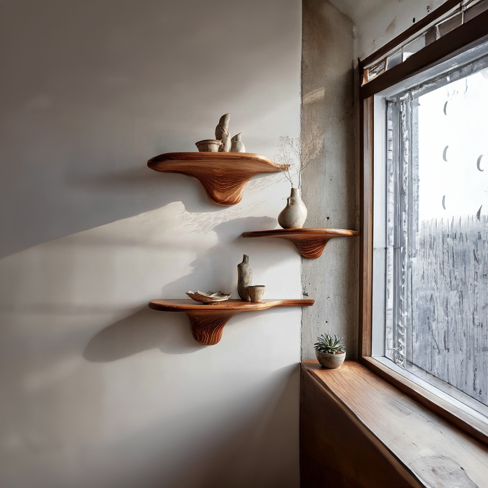 Rustic Mushroom Floating Shelves Kitchen SINLKIFL143