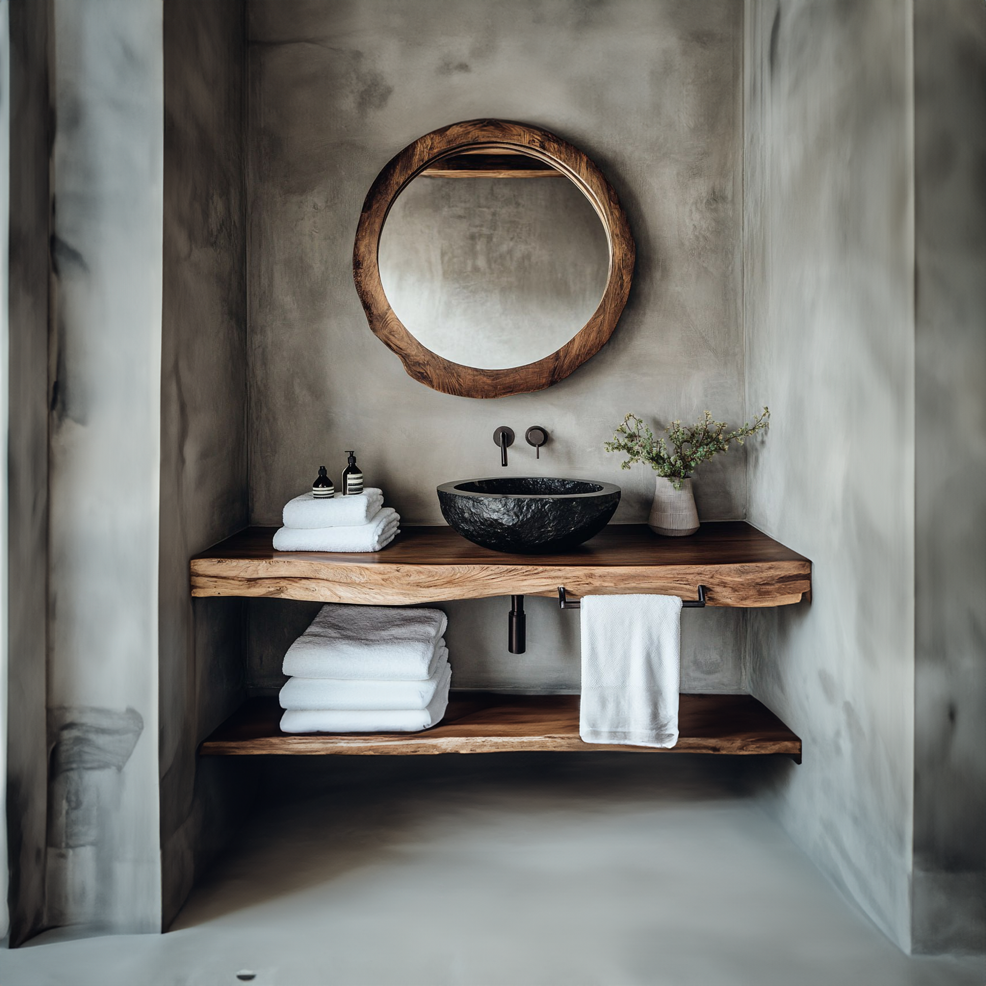 Midcentury Floating Shelf Farmhouse Bathroom SINLBRV118