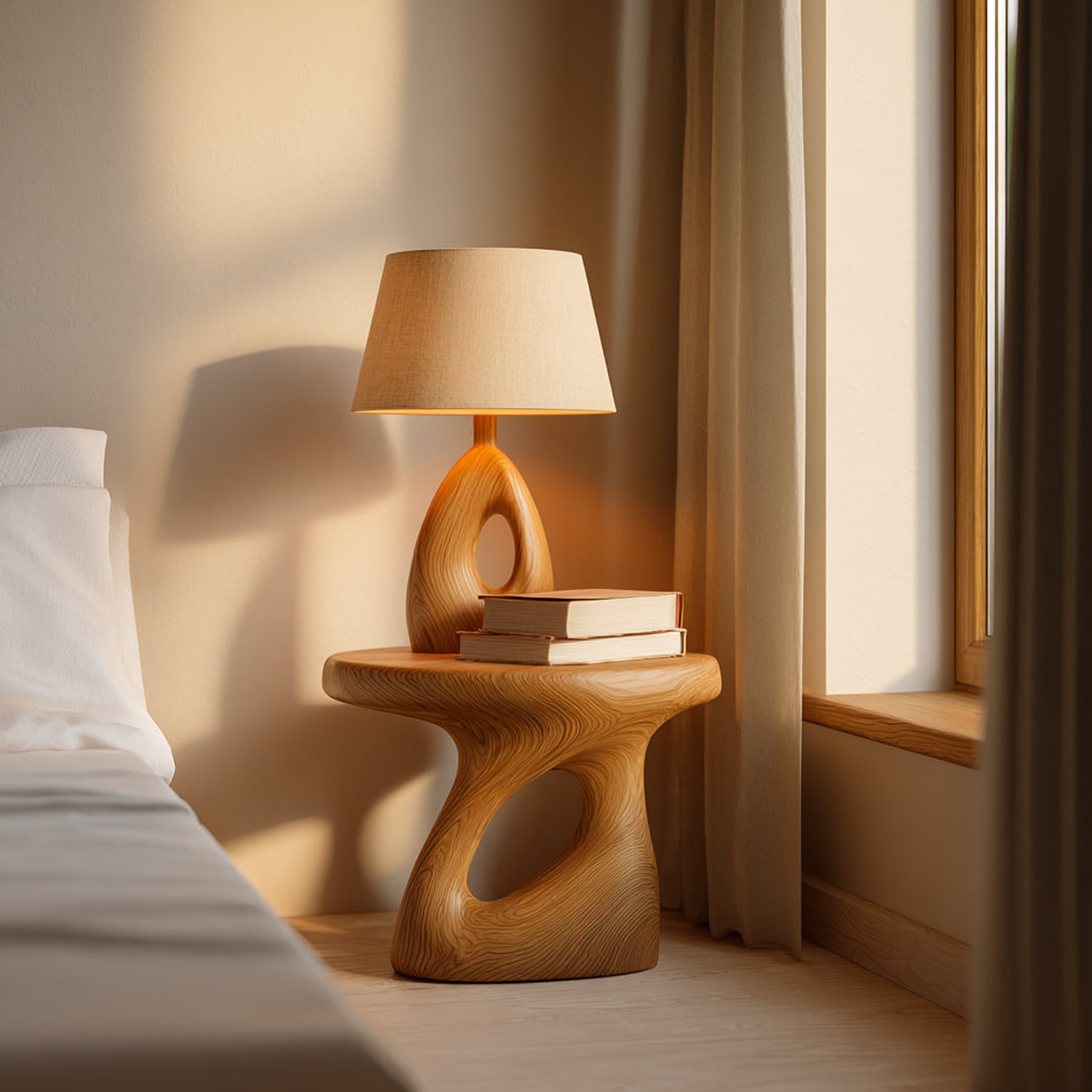 Mid Century Sculptural Bedside Table Bedroom SINLKIBT125