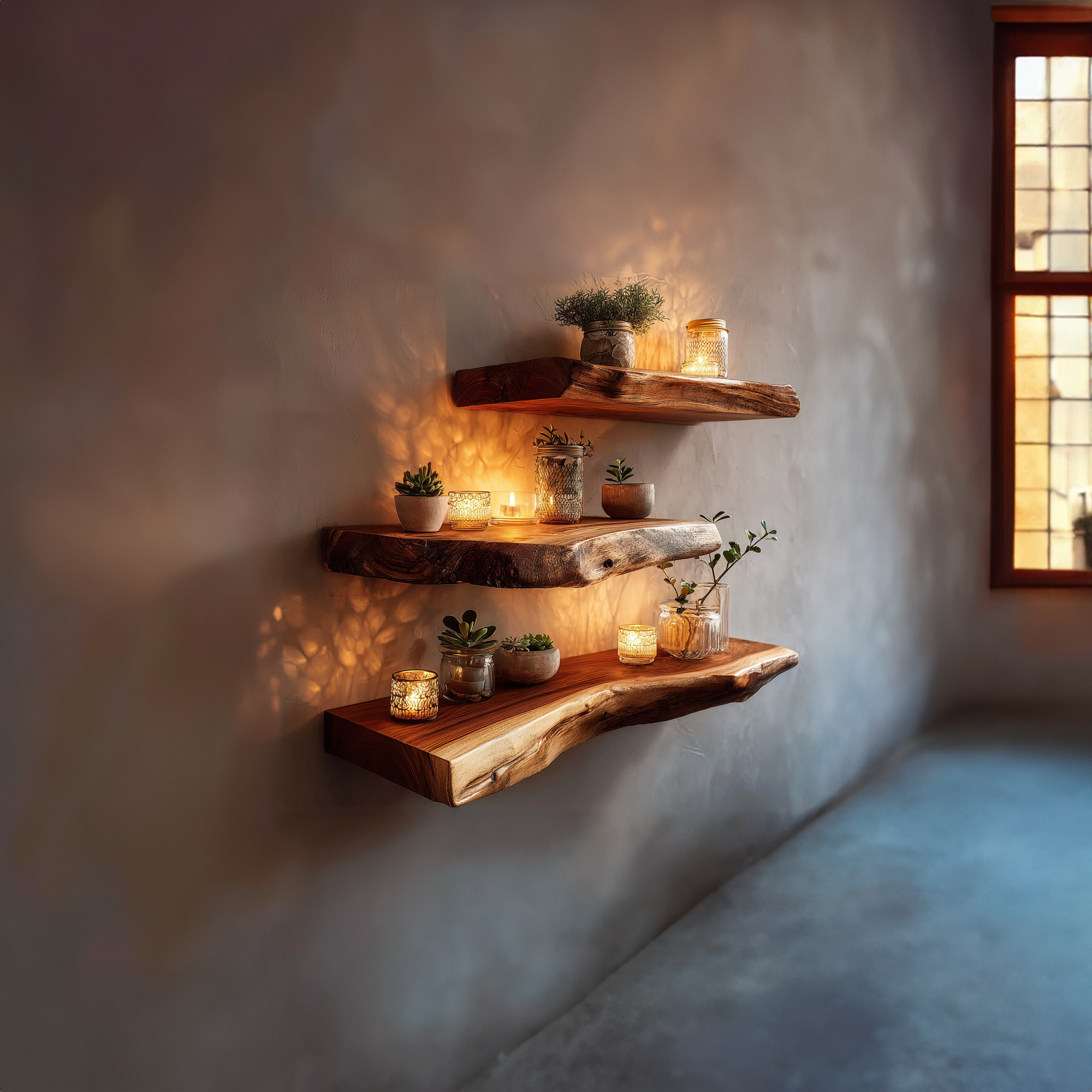 Rustic Live Edge Floating Shelf Wall Decor Living Room SINLKIFL301