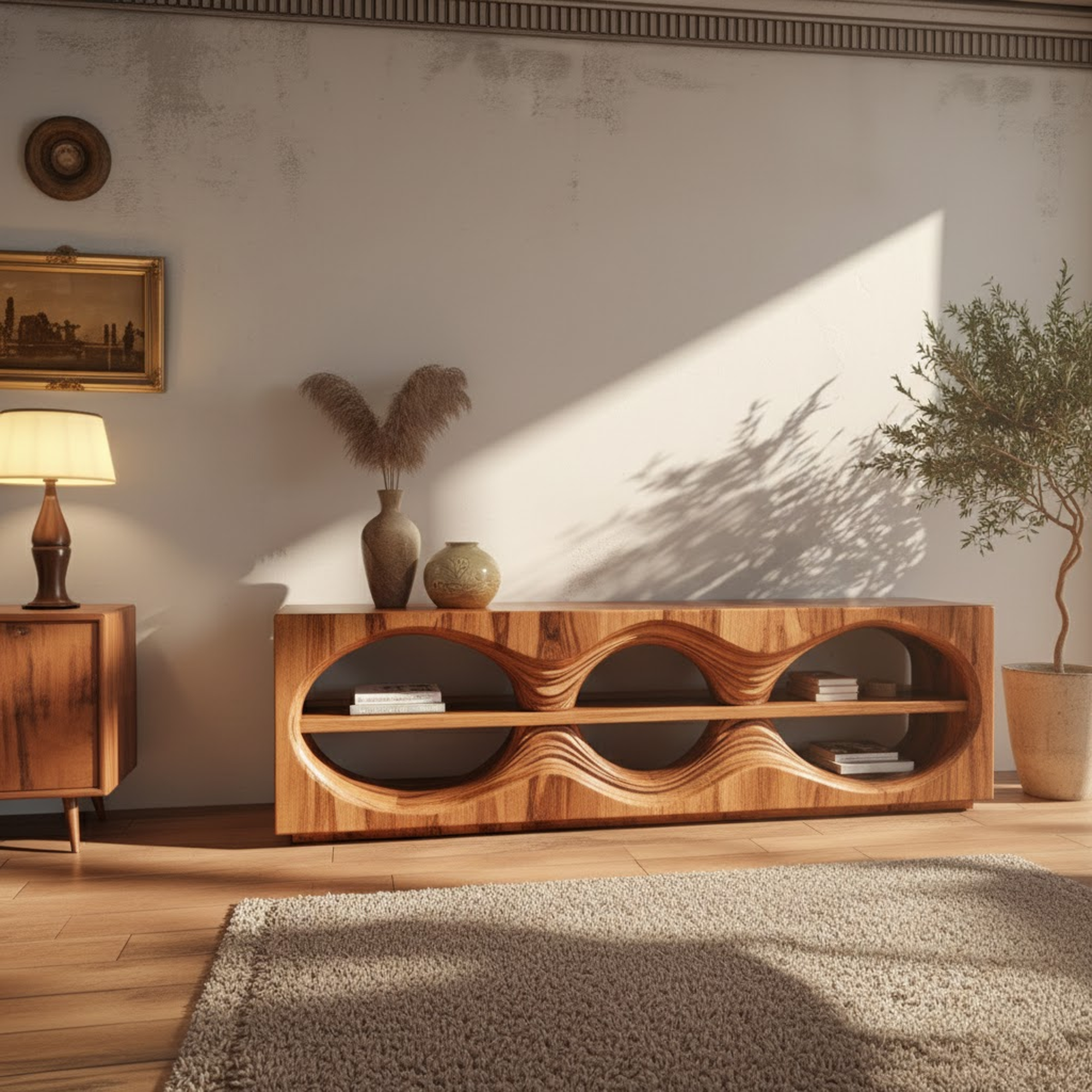 Organic Modern Sculptural Console Living Room And Bedroom SINLKISC334