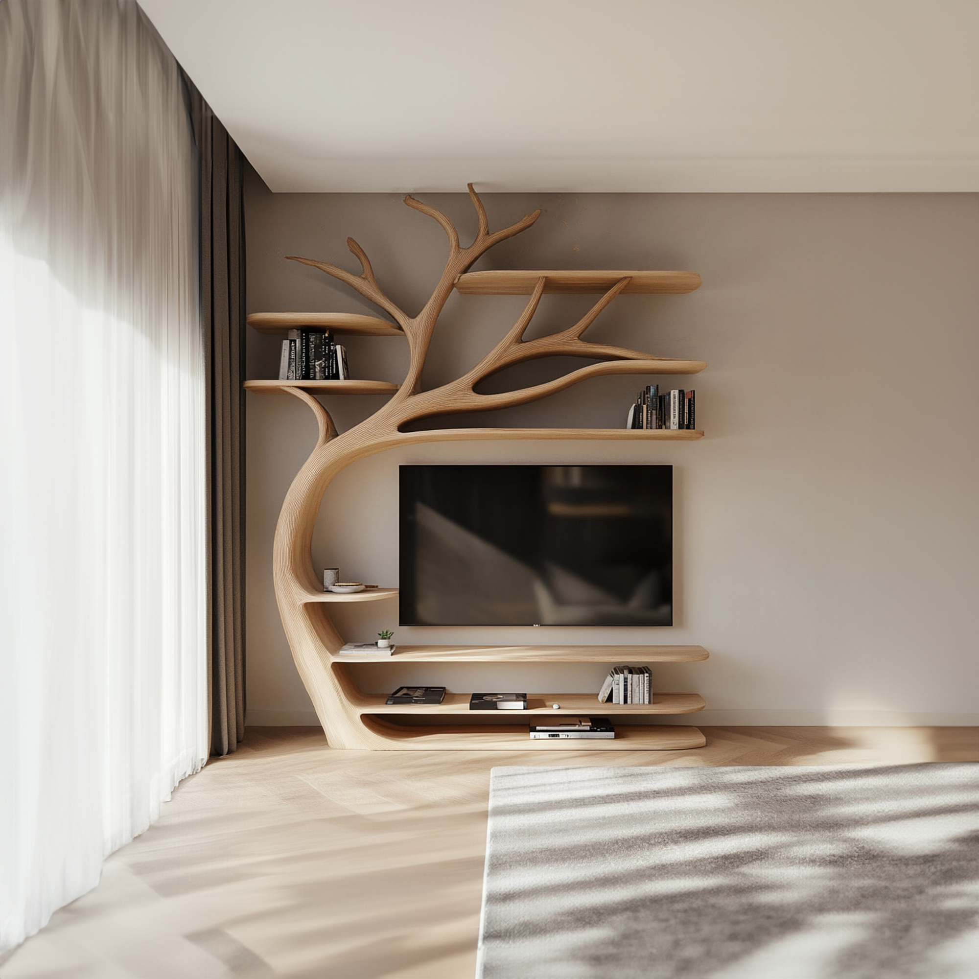 Rustic Artistic Tree TV Stand Bedroom Or Living Room Decor SINLKITB339