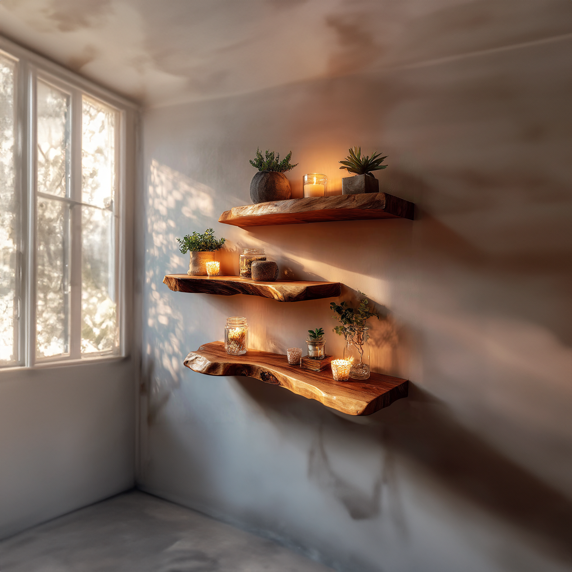 Rustic Live Edge Floating Shelves Home Office Or Bedroom SINLKIFL302