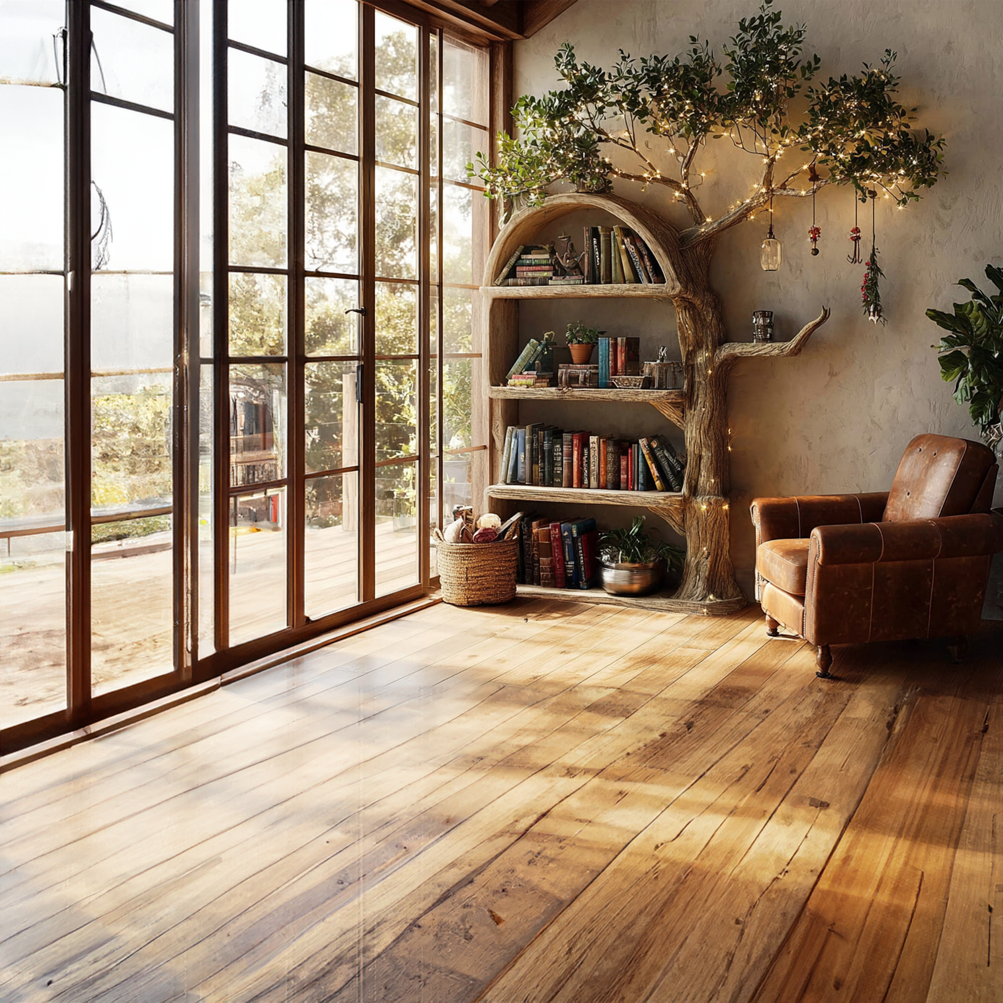 Rustic Tree Bookshelf Living Room Wall Display SINLKITB303