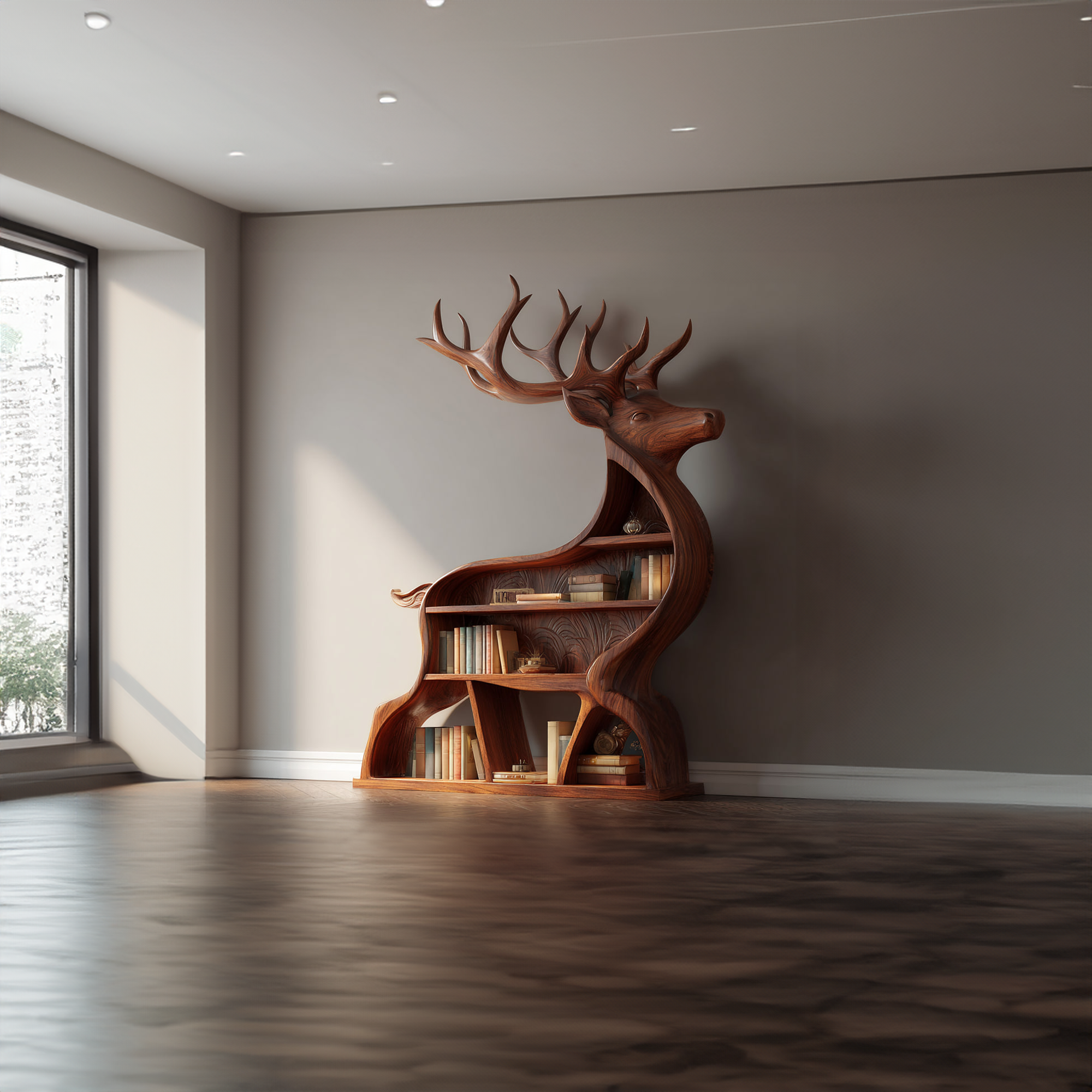 Rustic Deer Themed Bookshelf Farmhouse Entryway Or Living Room SINLKISC101
