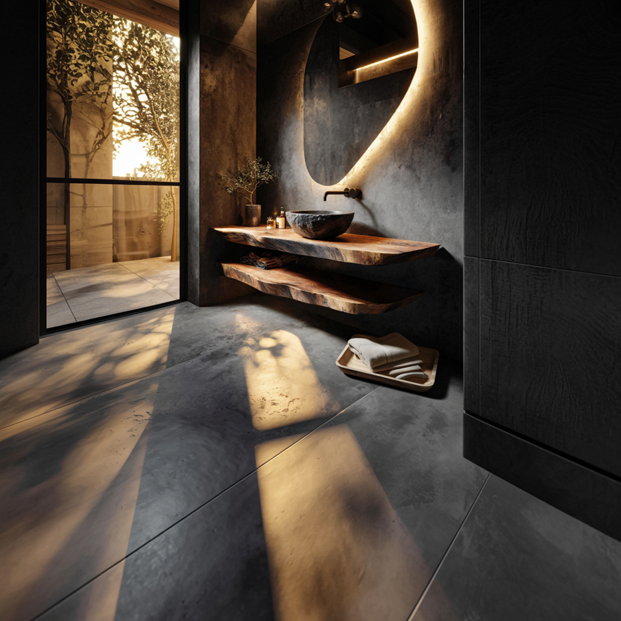 Modern Rustic Bathroom Vanity Wall Floating Wood Counter SINLKIBRV251