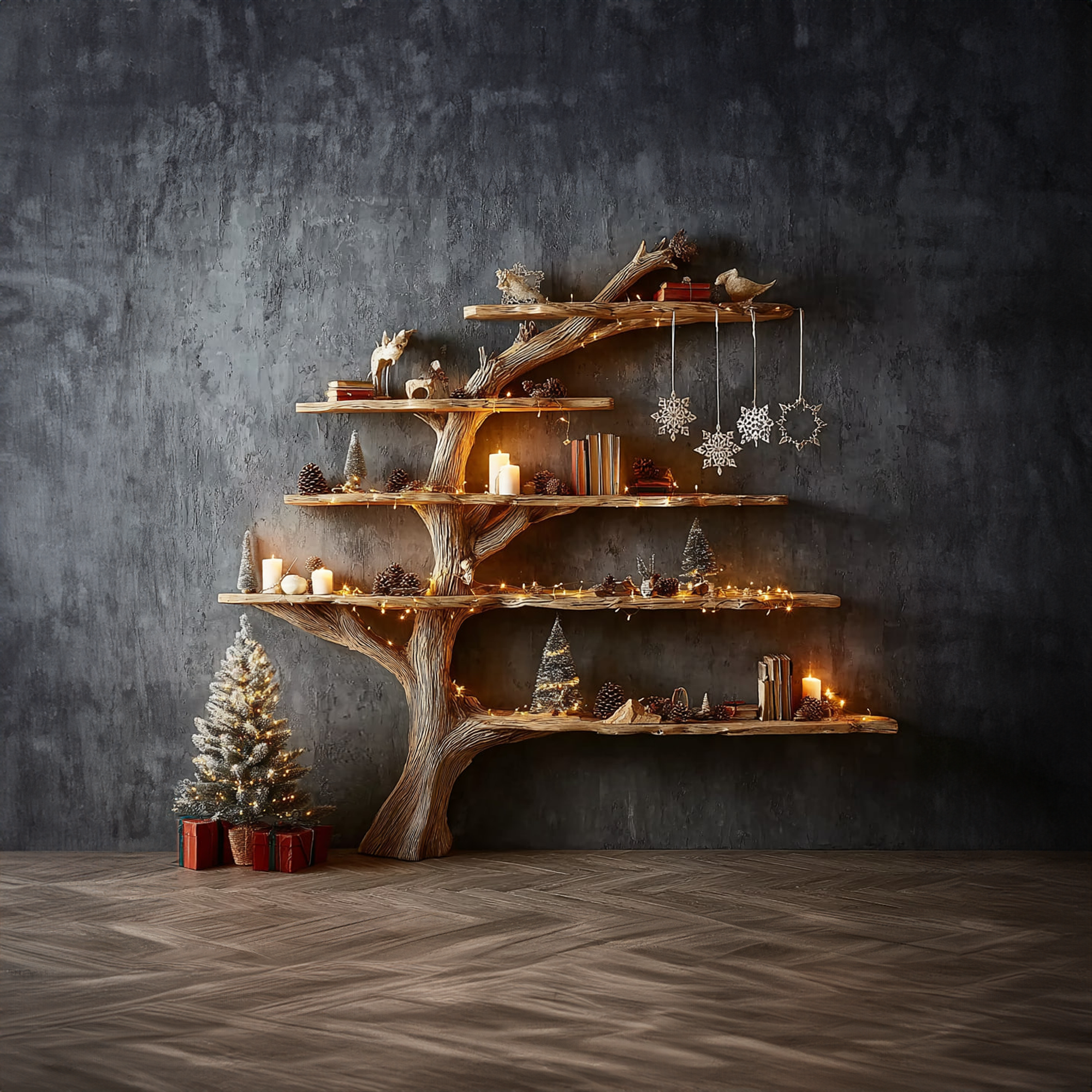 Rustic Tree Bookshelf Living Study SINLKITB277