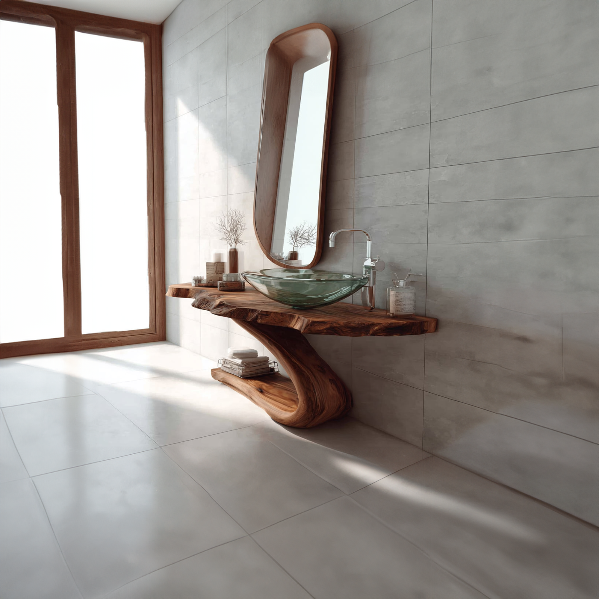 Midcentury Minimalist Pedestal Vanity Bathroom SINLKIBRV129