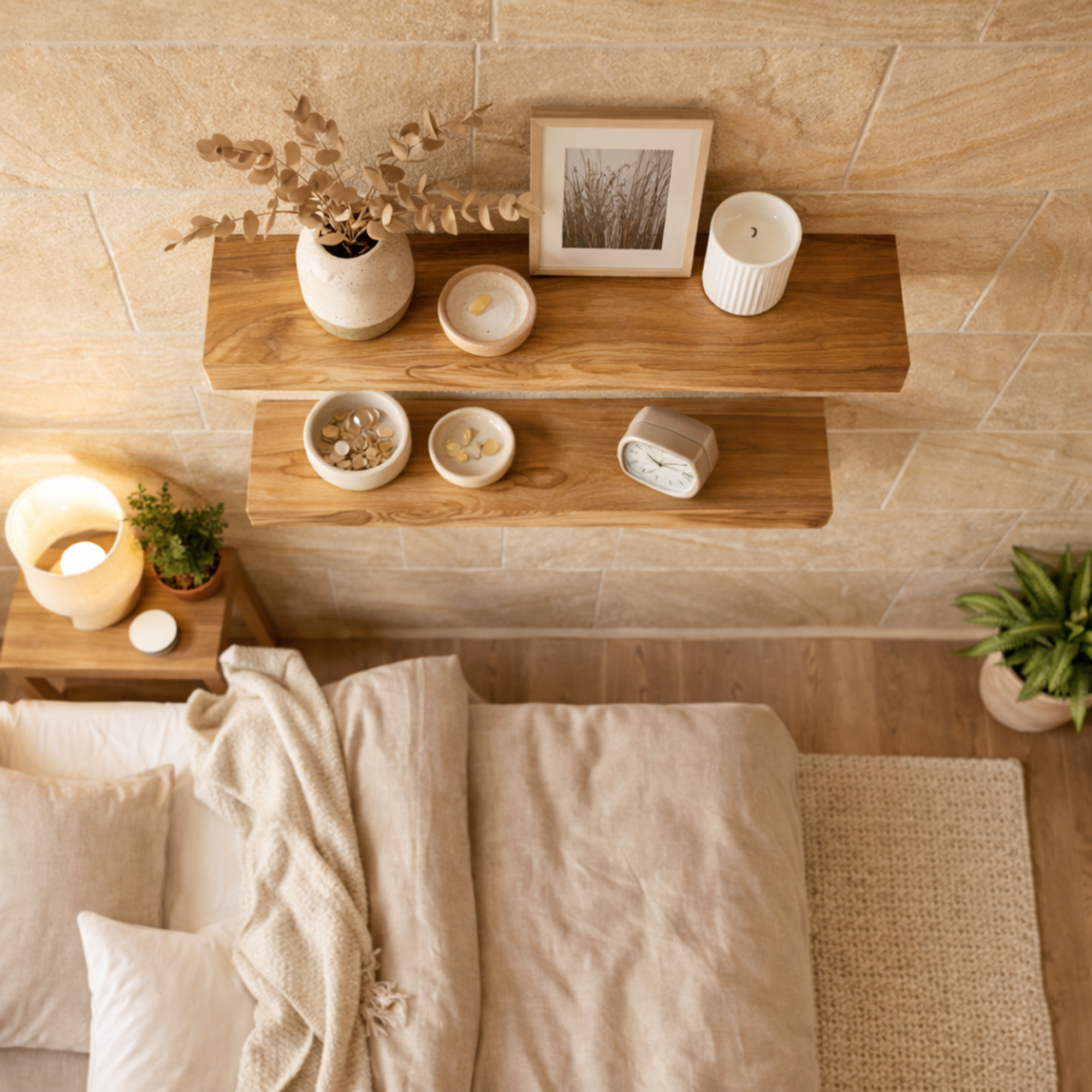 Modern Natural Oak Floating Wall Shelves Minimal Home Display SINLKIFL488