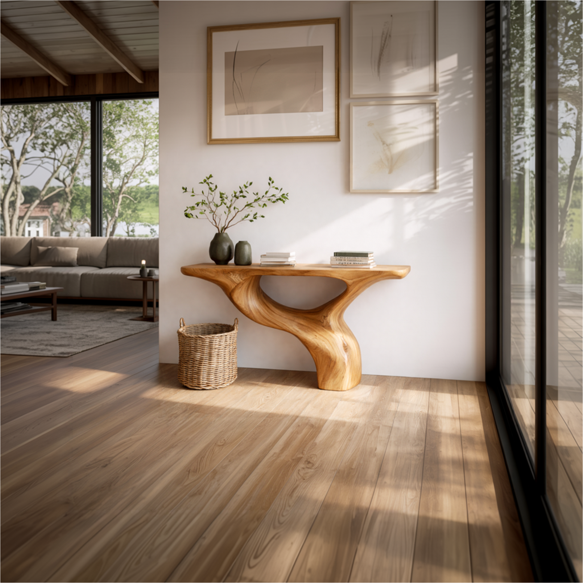 Rustic Organic Console Table Sculptural Statement Furniture For Living Room SINLKICS450