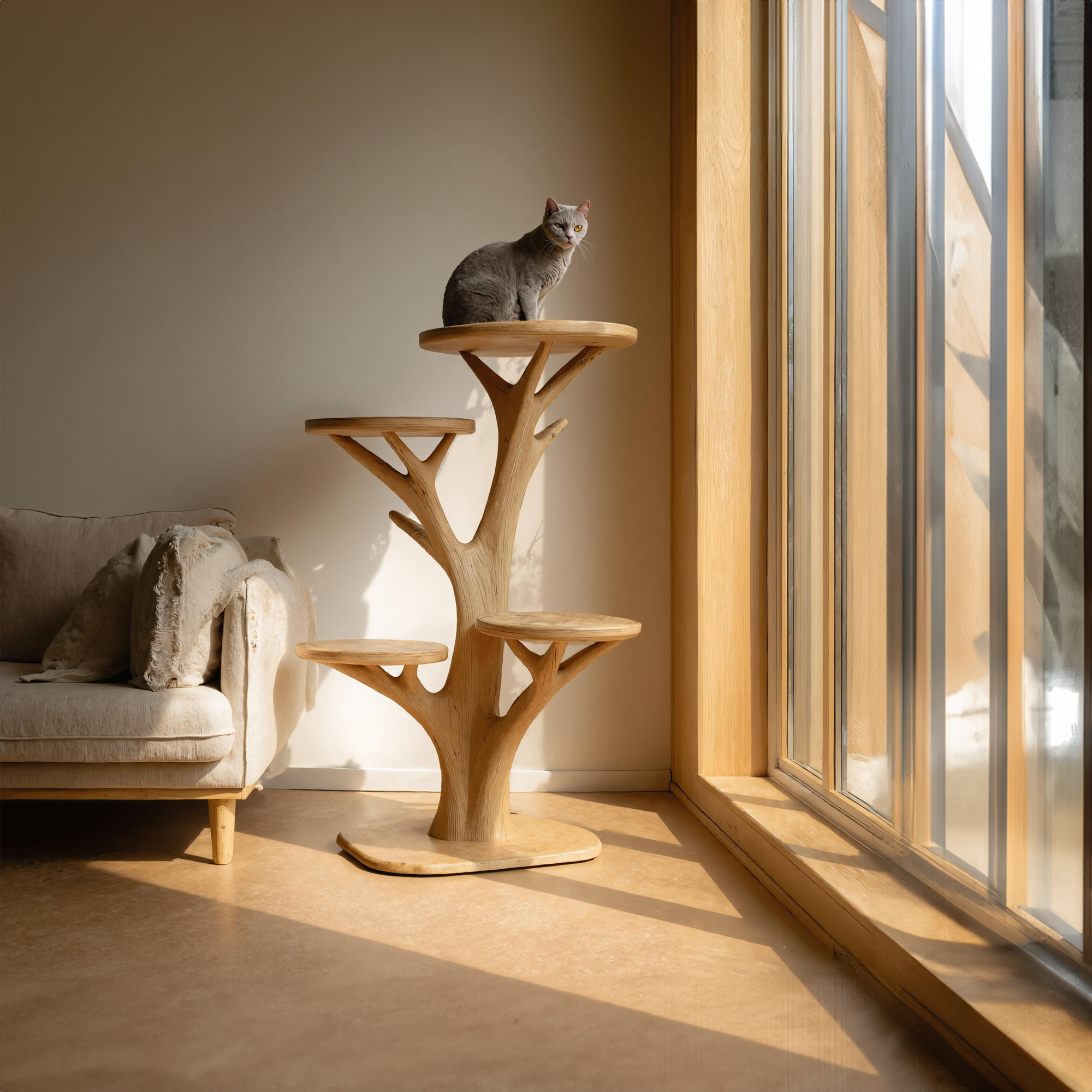Rustic Cat Play Tree Stand Living Room Decor SINLKITT052