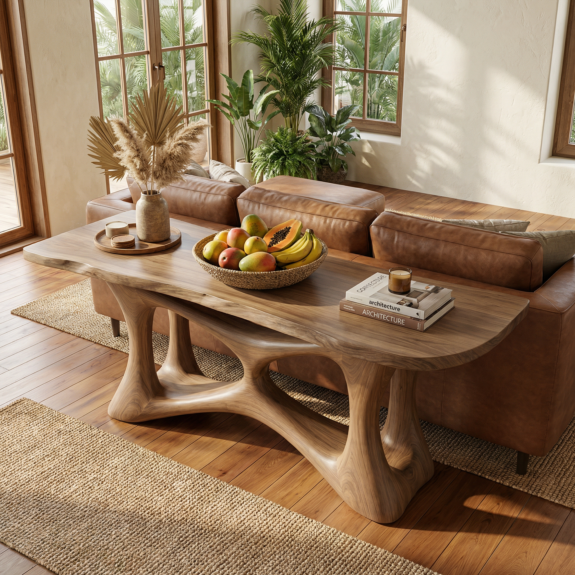Organic Sculptural Console Table Sofa Back Living Room SINLKICS509