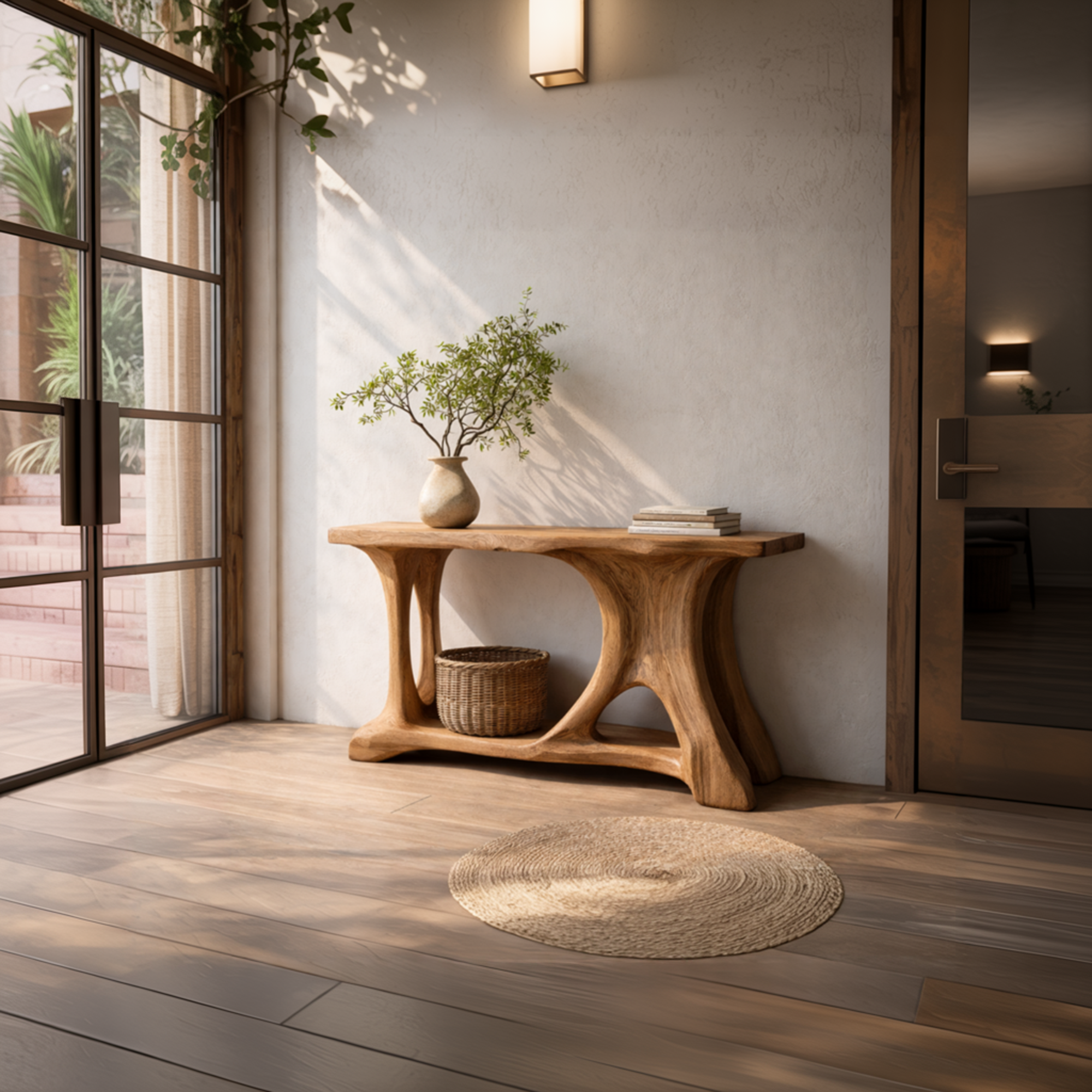 Sculptural Tree Inspired Console Table Handcrafted Art Furniture For Interior Design SINLKICS458