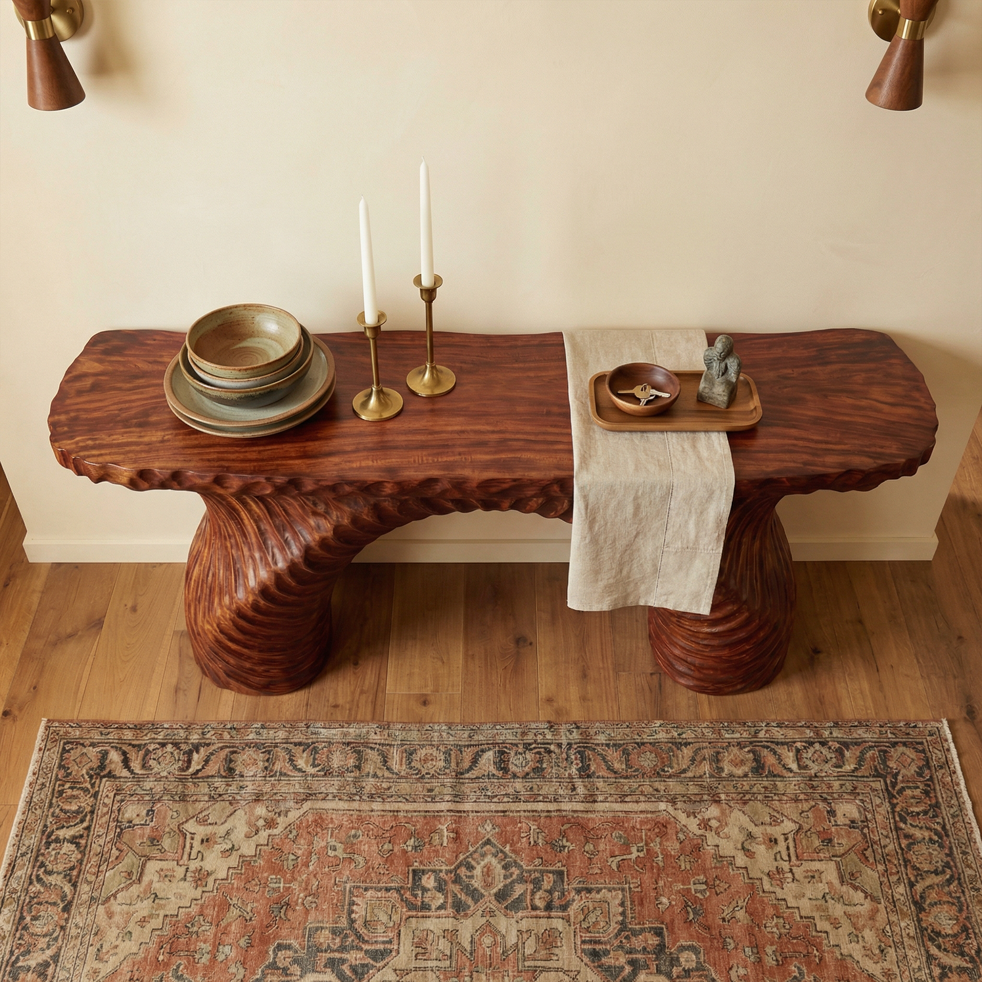 Rustic Ribbed Arch Console Table Entryway Hallway Living Room SINLKICS517