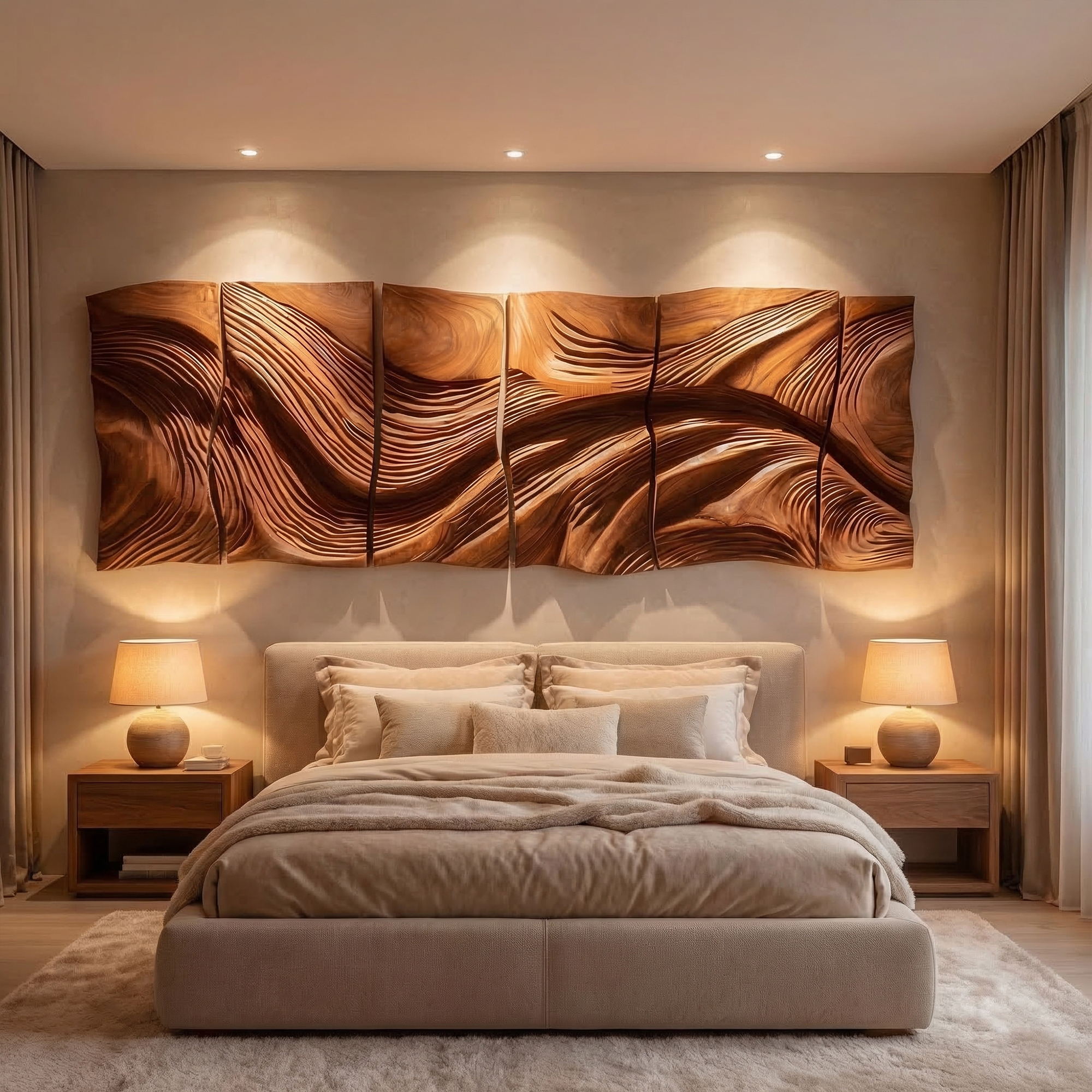 Modern Abstract Carved Wood Wall Art Living Room Wall Decor SINLKIWD039