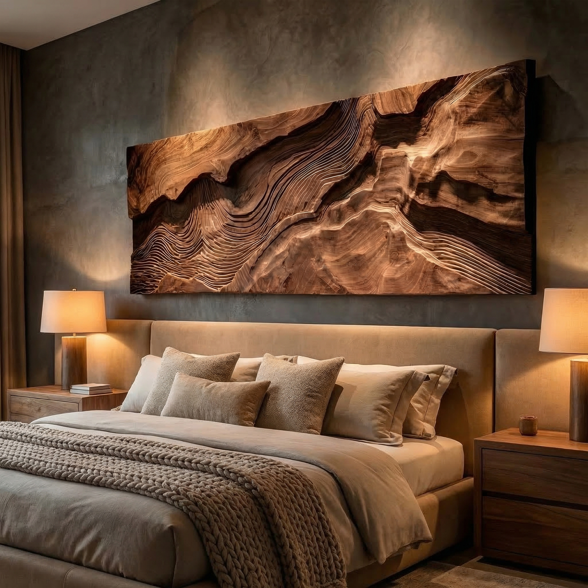 Modern Topographic Wood Wall Art Living Room Wall Decor SINLKIWD040